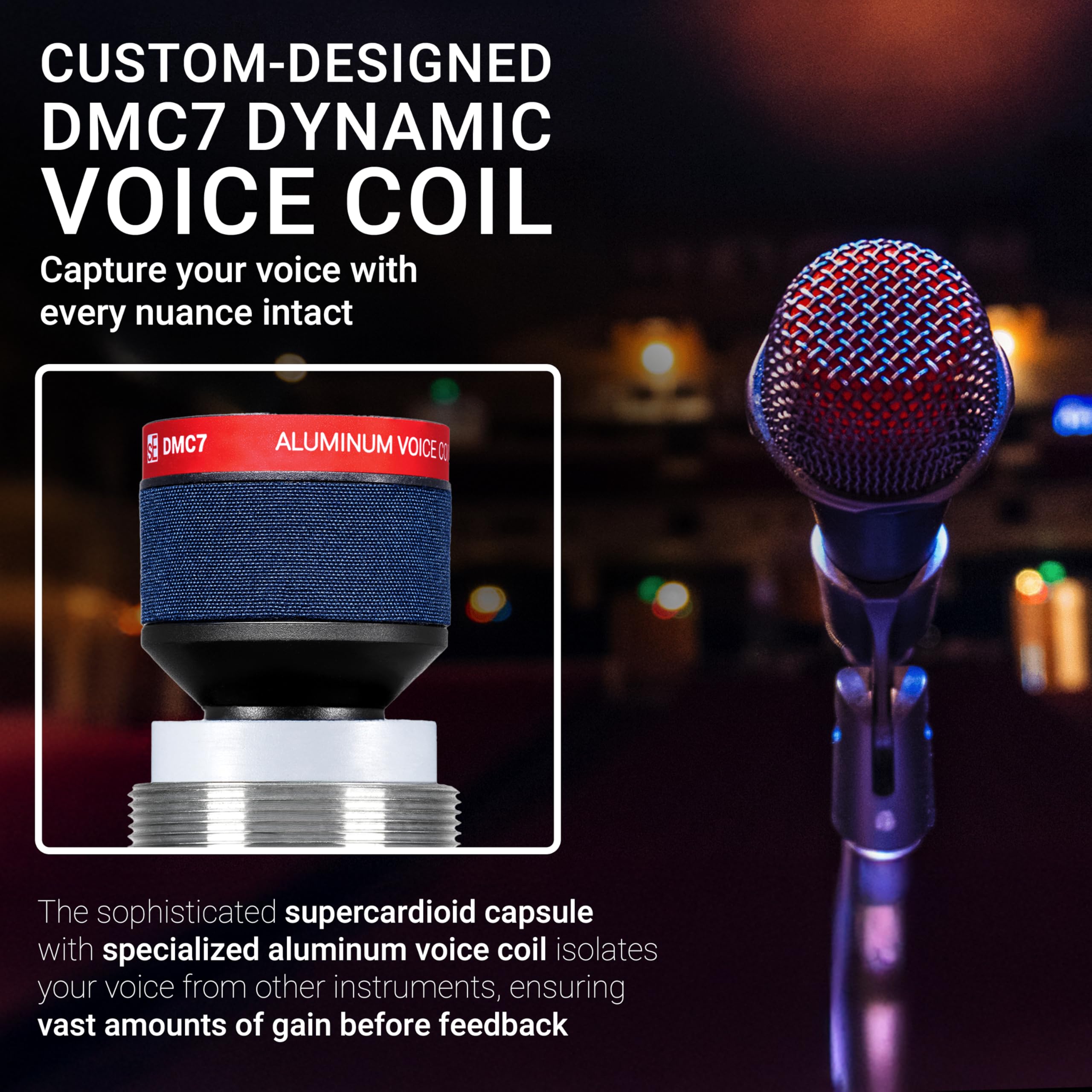SE ELECTRONICS V7 MC1 Wireless Microphone Capsule - Compatible with Shure Wireless Transmitters - Professional Dynamic Microphone for Singing, Speech & Music Studio Recording (Black)