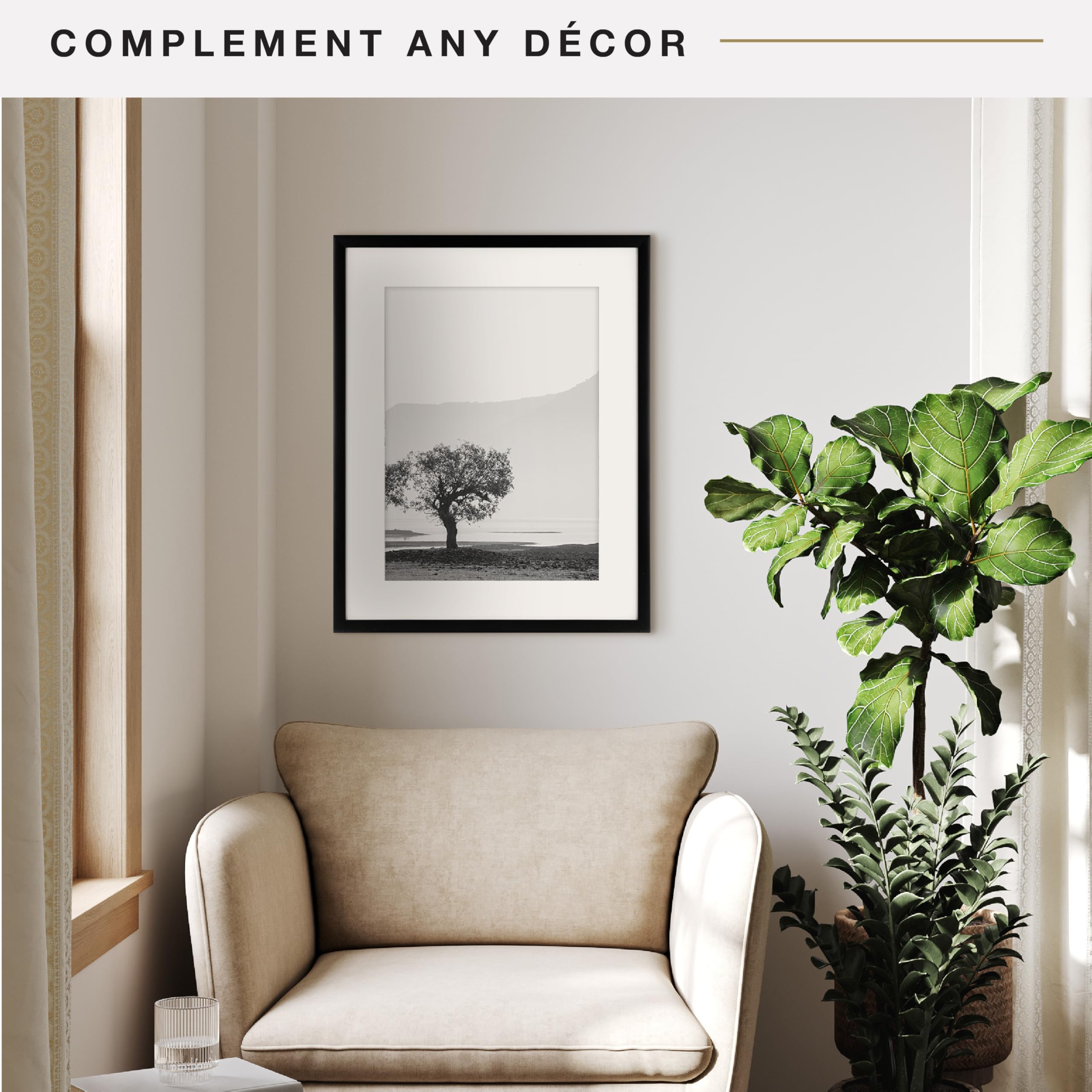 MCS Everline Collection 14x20 Matted Poster Frame with 11x17 Picture Display, Black Vertical & Horizontal Wall Hanging Large Frame for Photos, Posters & Art Prints (1-Pack)