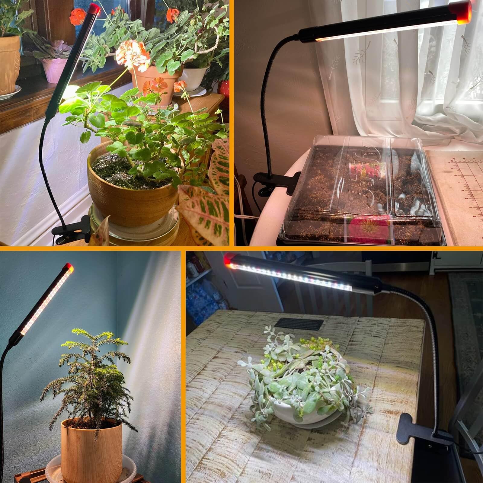 2Pack Small Clip Grow Lights for Indoor Plants, Bonsai, Mini Full Spectrum Pot Plant Grow Light, 4/8/12/16/20H Timer, 9 Watt Power Draw, NO Need Adapter