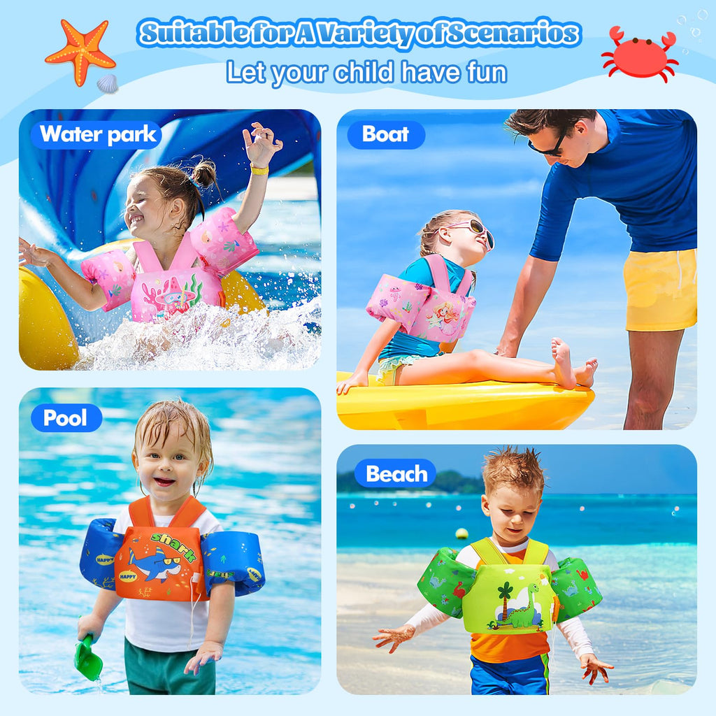 Moko Swim Arm Band for Kids 20-30-50 lbs, Cute Cartoon Toddler Swim Vest, Swimming Water Wings Pool Floaties Sleeve for Children Learn to Swim