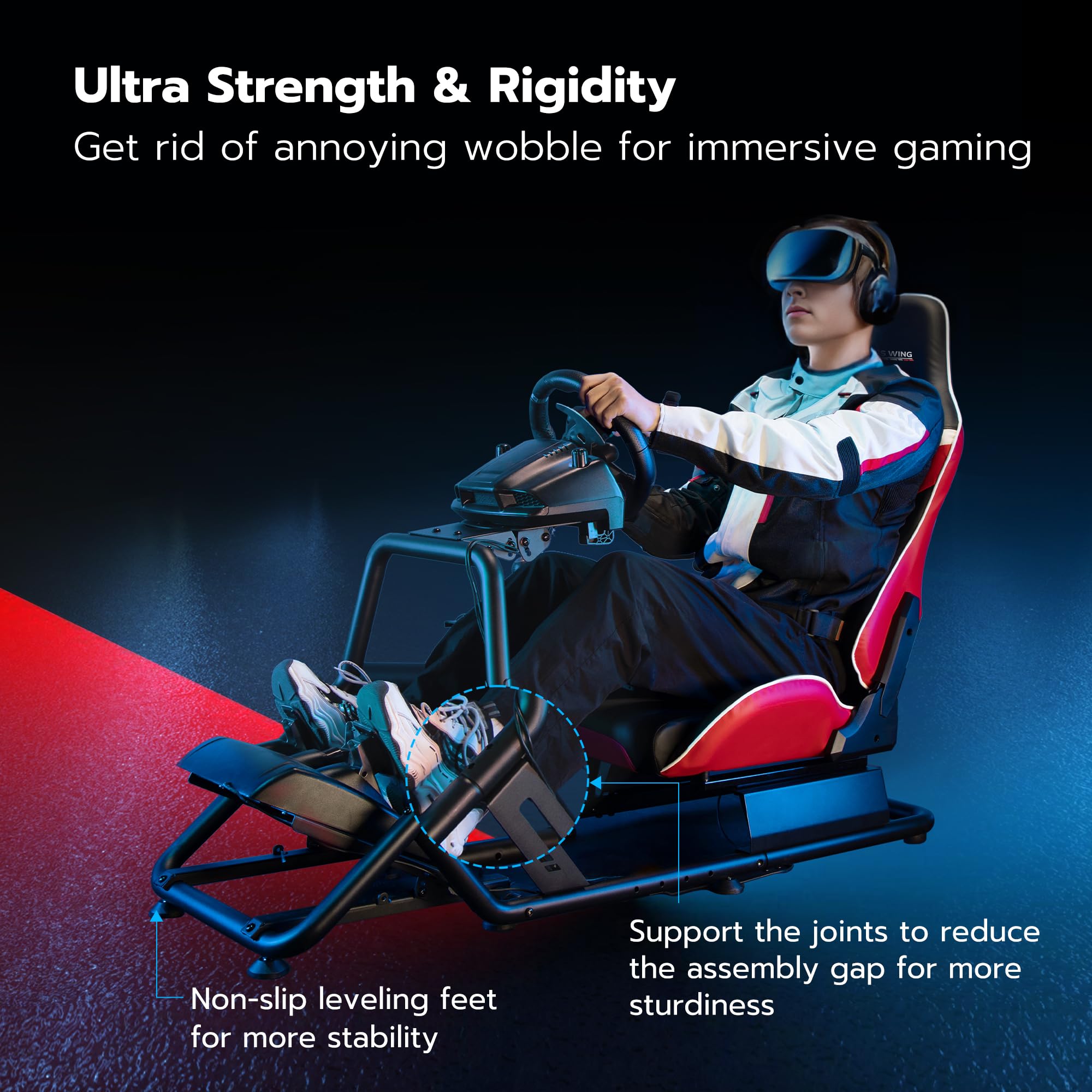 ARES WING Sim Racing Cockpit, Racing Wheel Stand with Seat, Formula and GT Racing Simulator Cockpit Compatible with Fanatec, Thrustmaster, Logitech, Moza Racing Games on PS5, PS4, Xbox and PC