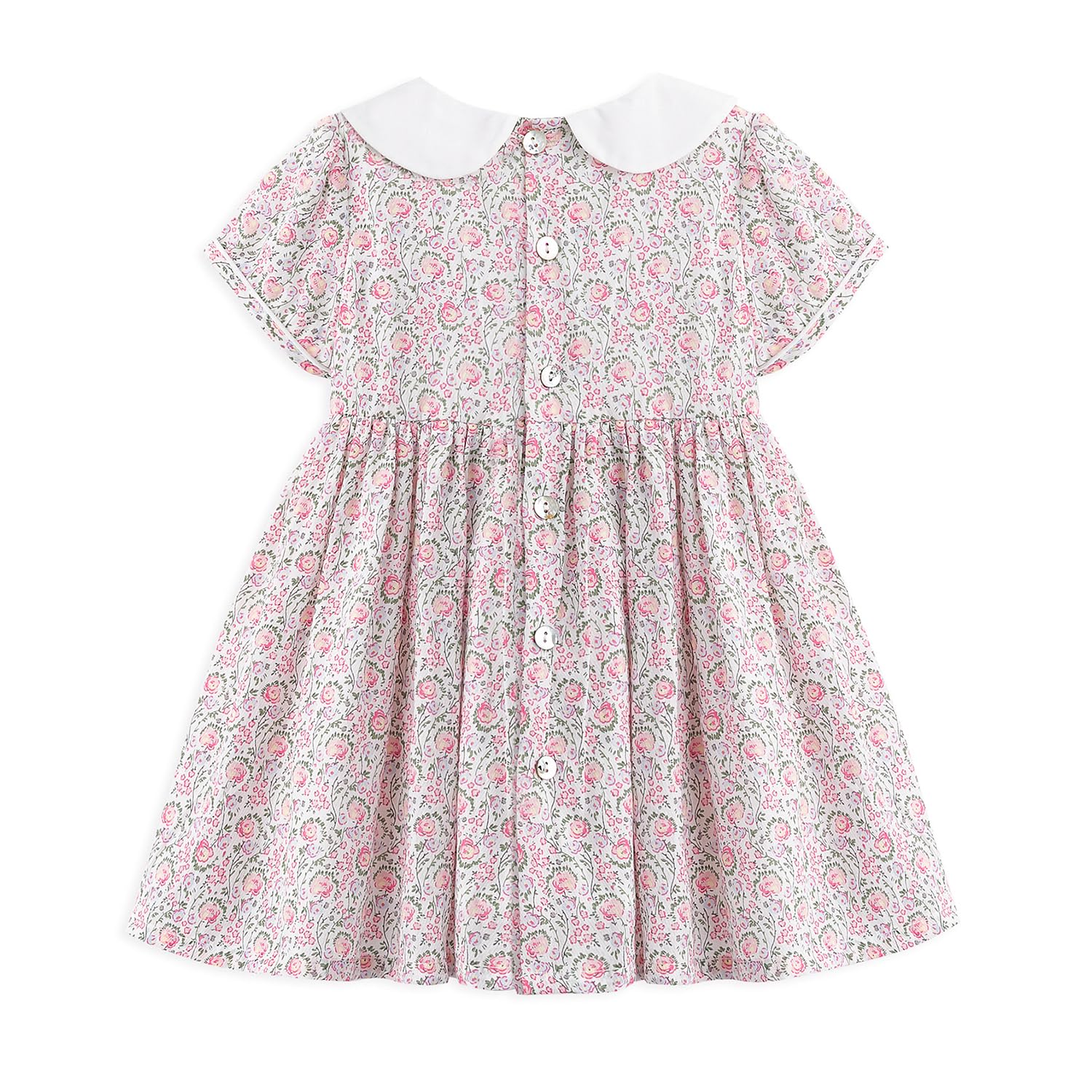 Simplee kids Baby Girl Smocked Dress Summer Casual Short Sleeve Dresses Floral Print Sundress Princess Dress for Toddlers