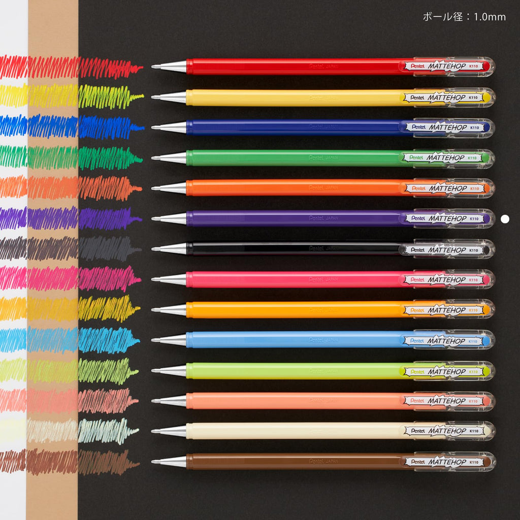 Pentel Matte Hop Original + Sweet Color Ballpoint Pen, 14 Colors K110-V14ST