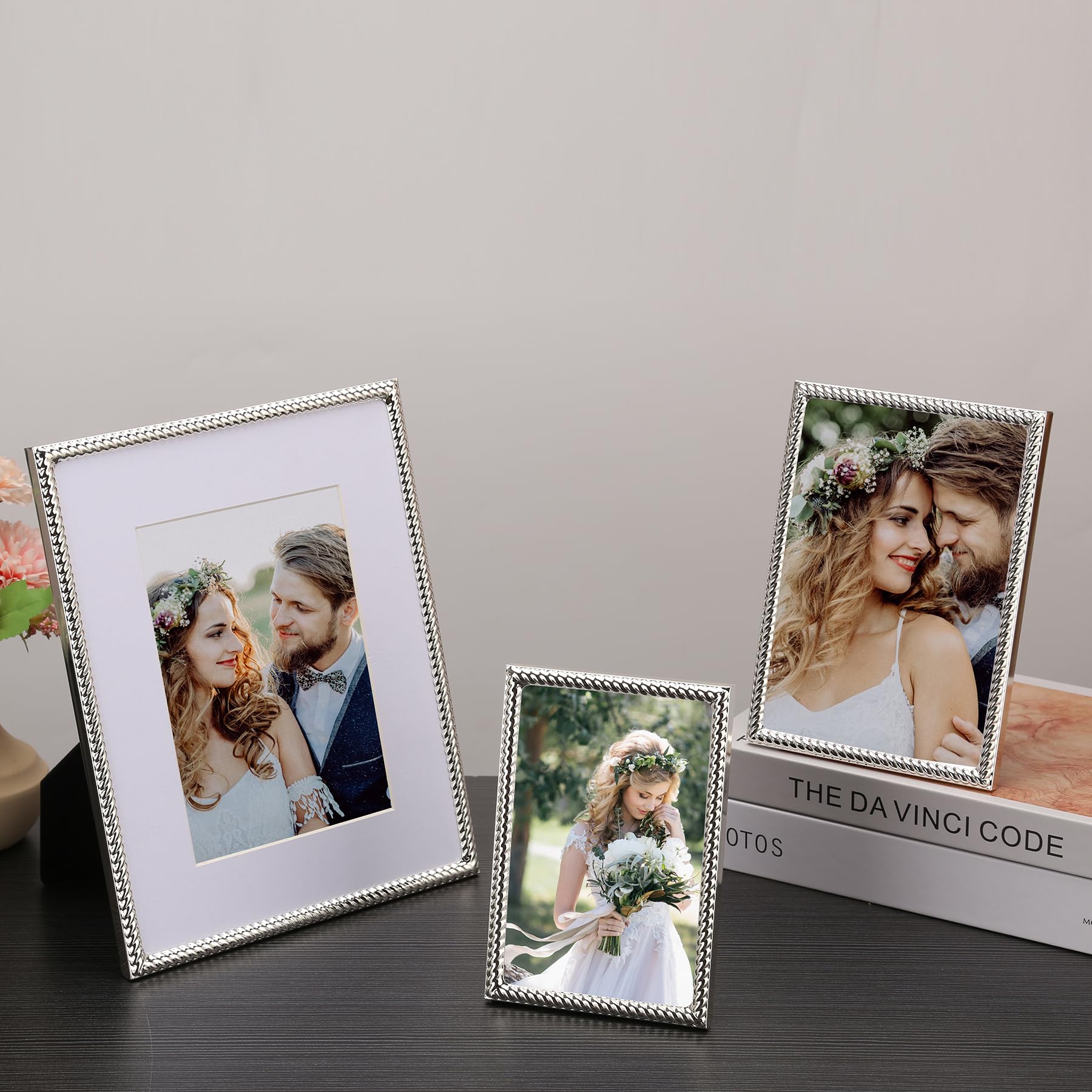 4x4 Gold Rope Design Metal Picture Frame With Mat for 3x3'', Premium Velvet Backing Real Glass Front Desktop & Wall Display Elegant Home Decor