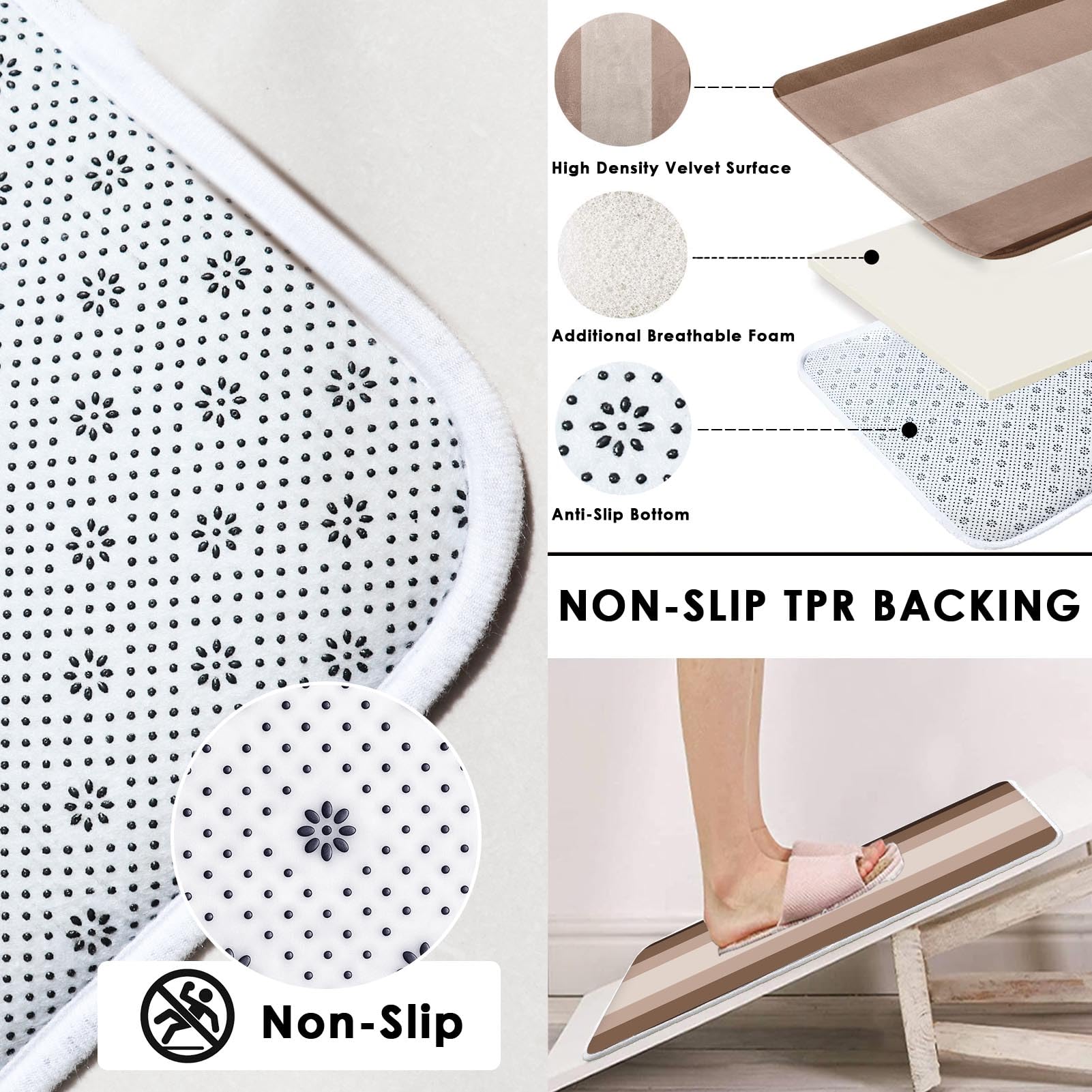 Beige Geometric Shower Curtain Set with Toilet Lid Cover and Non-Slip Rugs for Bathroom, Black Grey White Checkered 4 Pcs Shower Curtain, Modern Abstract Bathroom Set with 12 Hooks