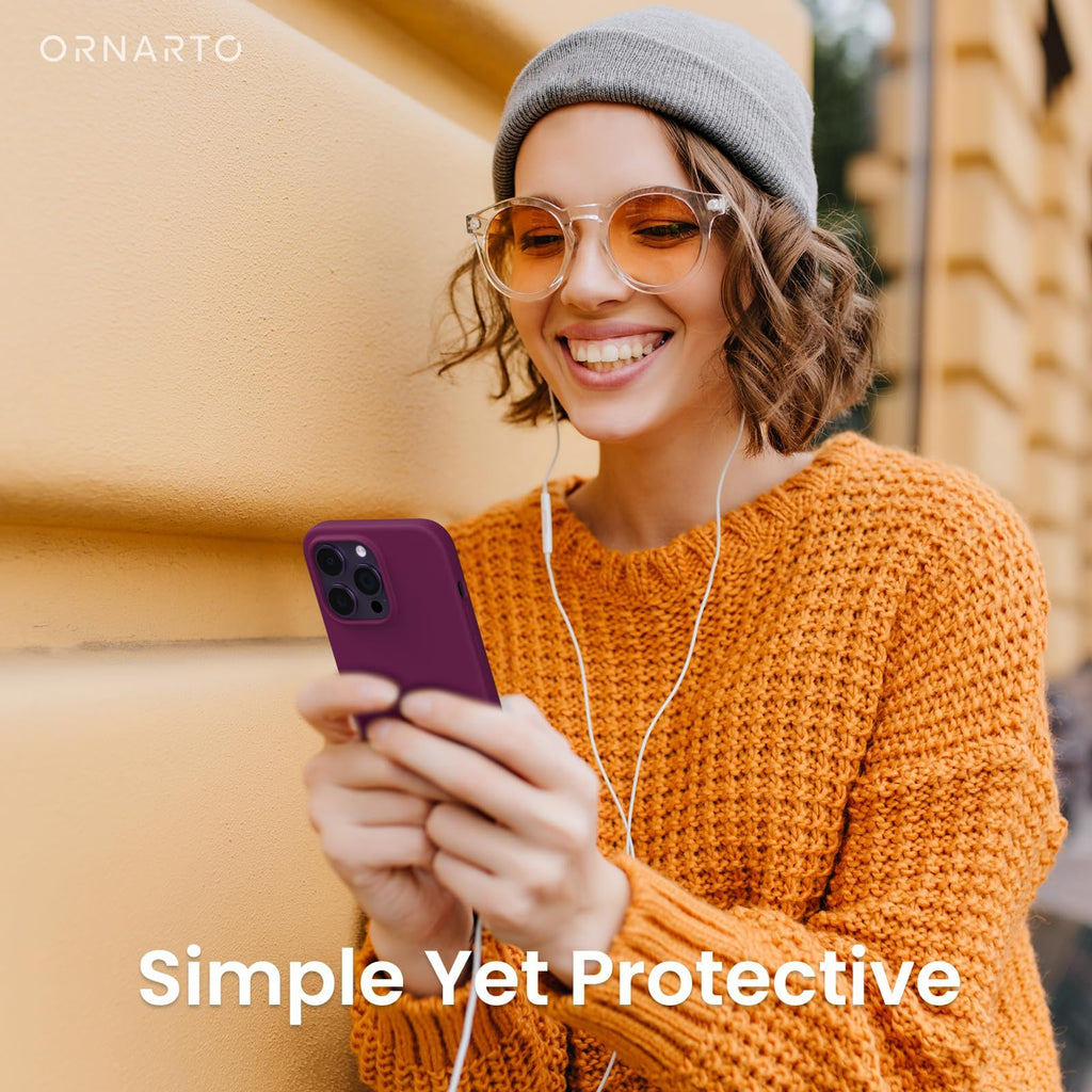 ORNARTO Compatible with iPhone 14 Pro Case 6.1, Slim Liquid Silicone 3 Layers Full Covered Soft Gel Rubber Phone Case Protective Cover with Microfiber Lining 6.1 inch-Baby Blue