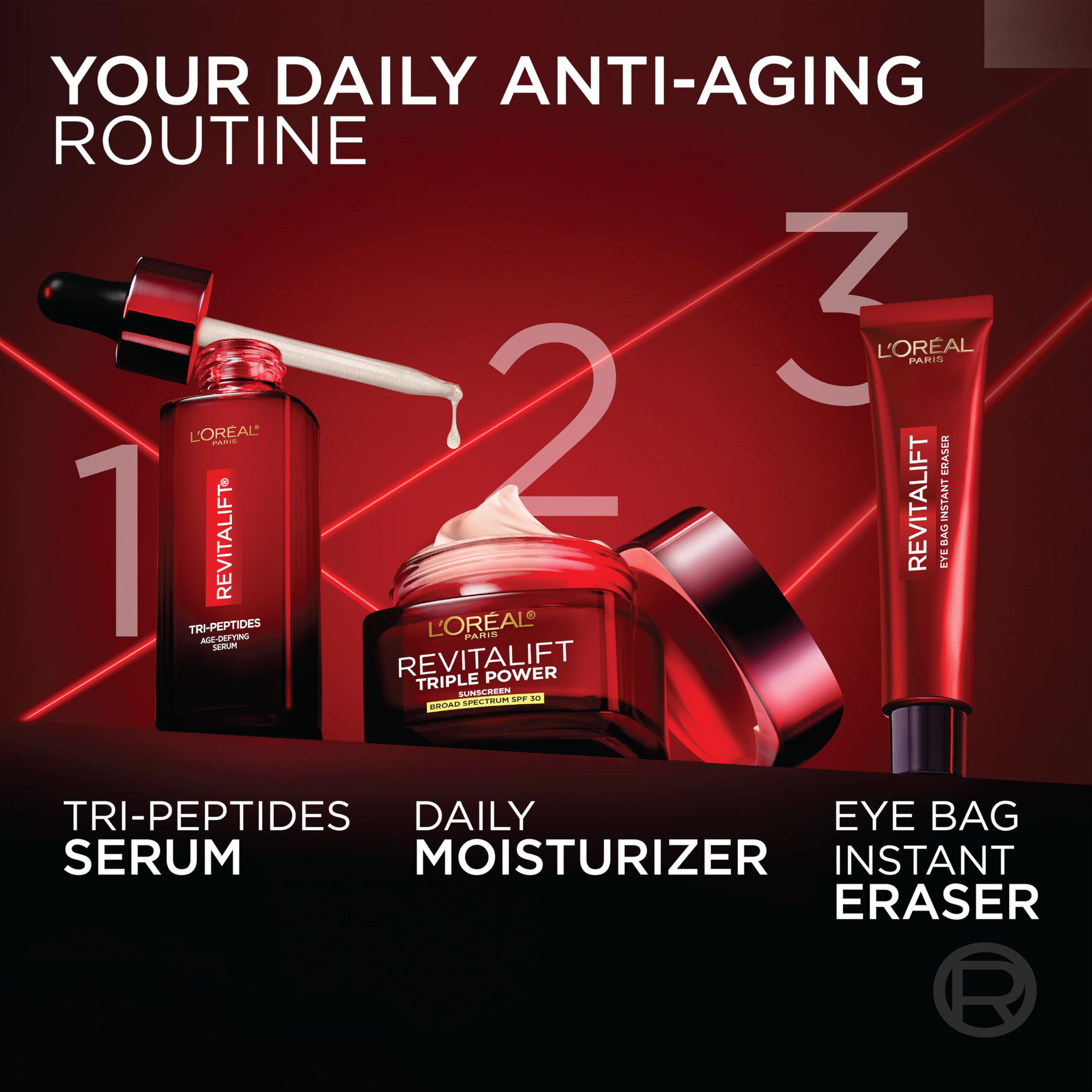 L'Oreal Paris Revitalift Triple Power Anti-Aging Face Moisturizer, Pro Retinol, Hyaluronic Acid & Vitamin C to Reduce Wrinkles, Firm & Brighten Skin, 2.55 Oz
