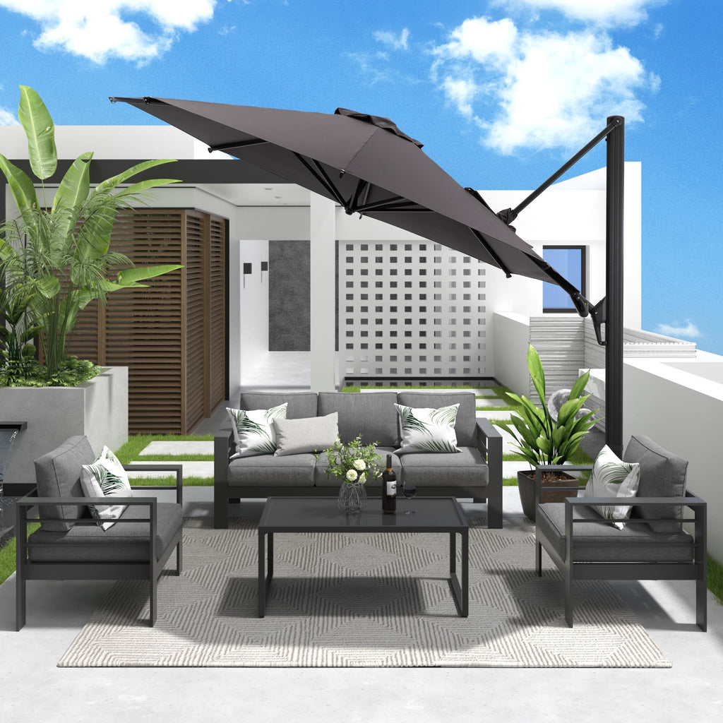SUNVIVI OUTDOOR Outdoor Patio Umbrella, Patio Umbrella, Market Umbrella, Large Outdoor Umbrella, Metal Pole Umbrella with Push Button Tilt and Crank, Polyester Canopy