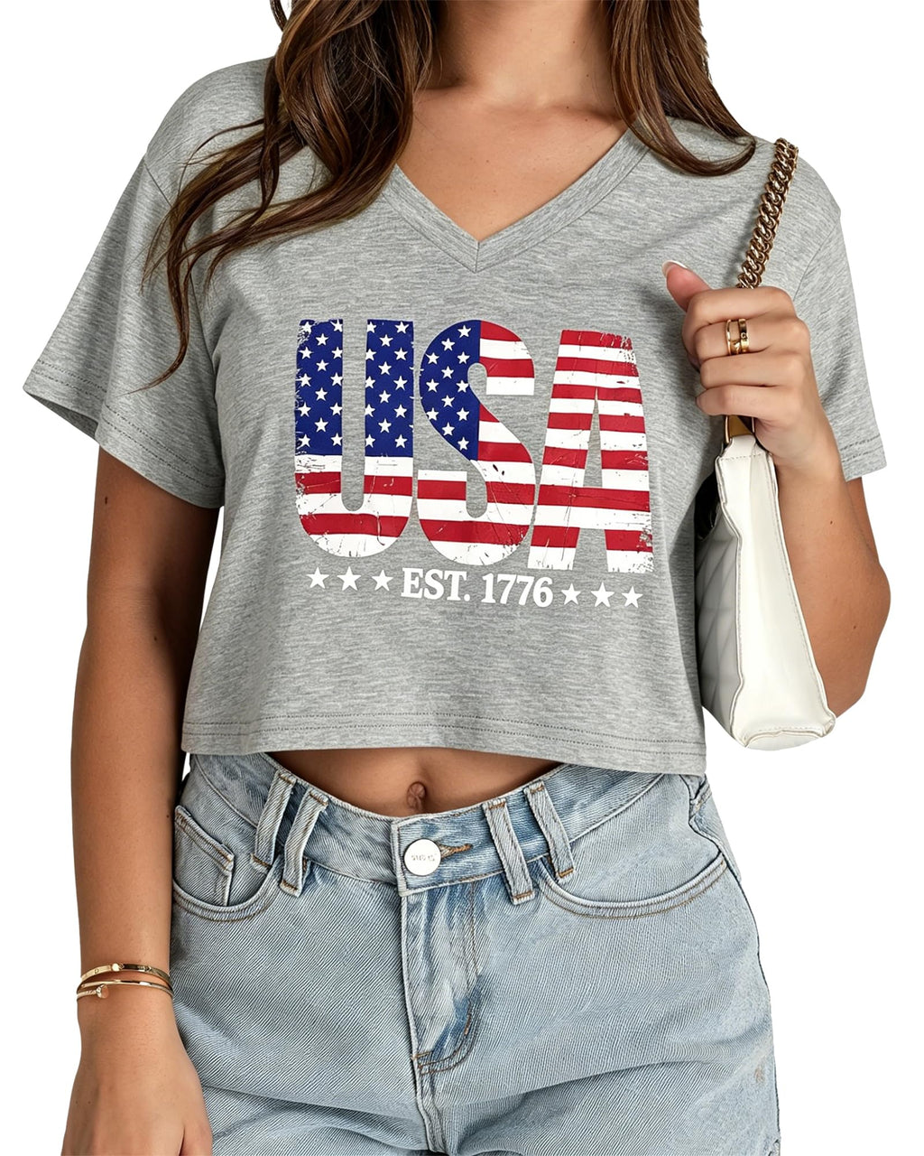Womens Crop Tops Summer Baisc Tees V Neck T Shirts Casual Short Sleeve Cropped Top 2026