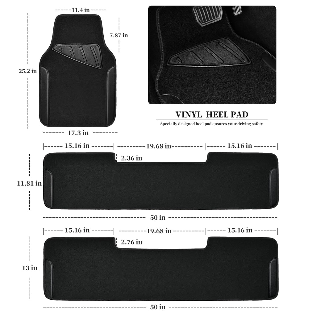 CAR PASS Beige Leather & Waterproof Car Carpet Floor Mats, Universal Car Mats Fit for SUV,Vans,sedans, Trucks,Set of 4pcs Car Carpet with Anti-Slip nibbs Driver Heel Pad (All Beige)