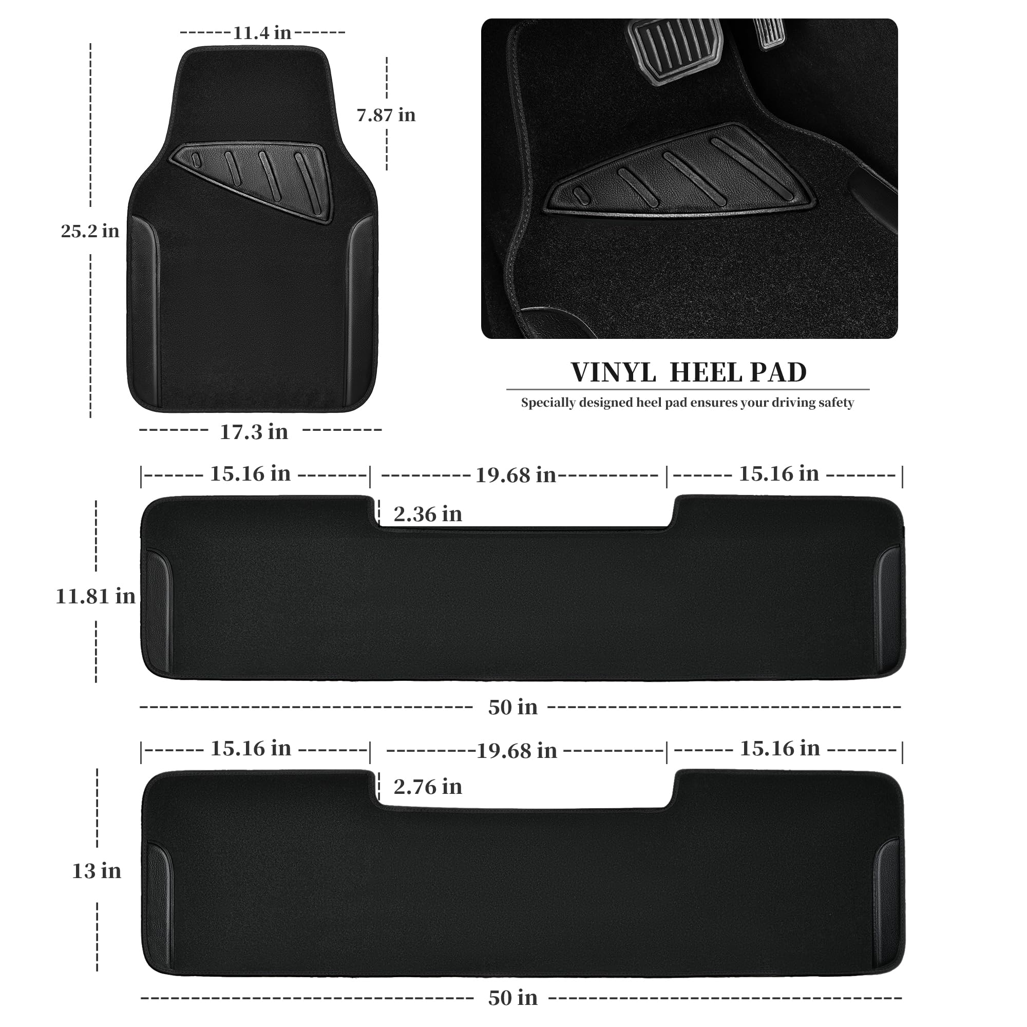 CAR PASS Beige Leather & Waterproof Car Carpet Floor Mats, Universal Car Mats Fit for SUV,Vans,sedans, Trucks,Set of 4pcs Car Carpet with Anti-Slip nibbs Driver Heel Pad (All Beige)