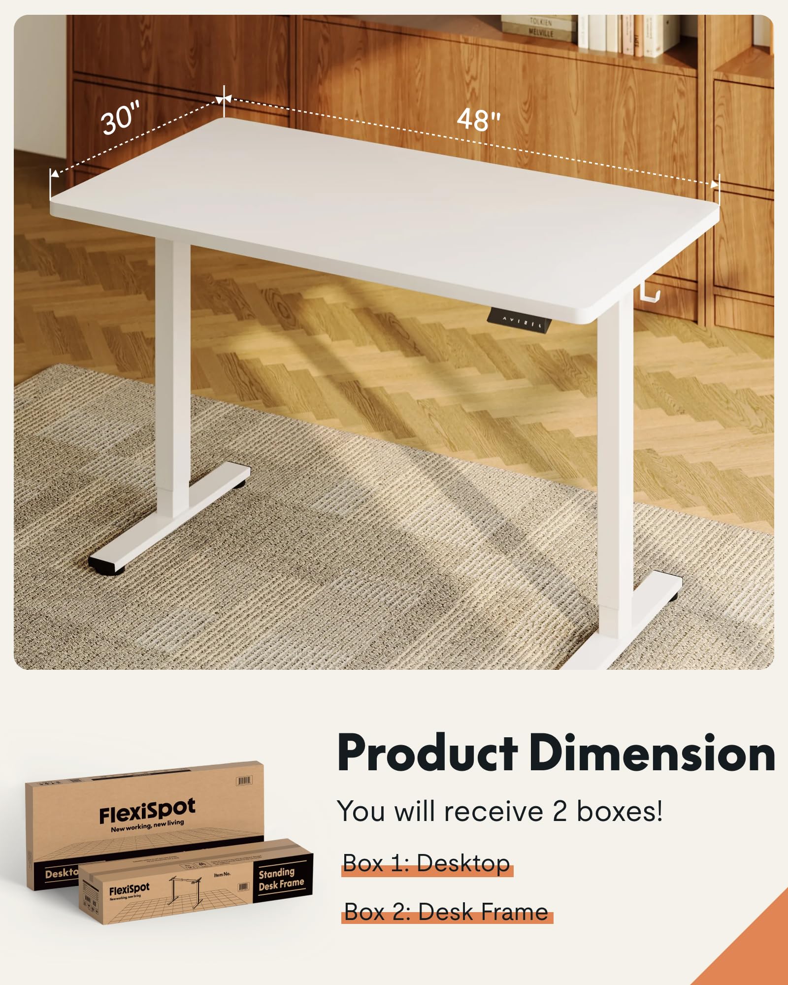 FLEXISPOT EN1 One-Piece Standing Desk, Electric Adjustable with 4 Memory Presets, 176 LBS Capacity, Stable & Quiet, Seamless Desktop for Home Office & Dual Monitors, 40"x24" Black