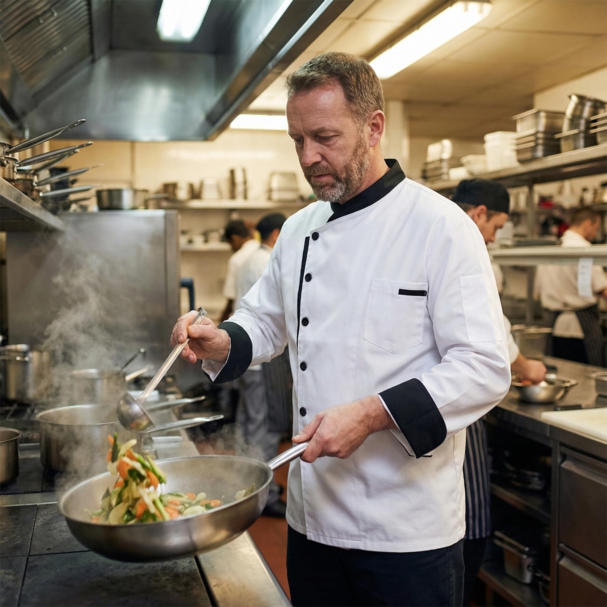 Nanxson Unisex Chef Jacket Men's Chef Coat Restaurant Kitchen Chef Uniform CFM0016