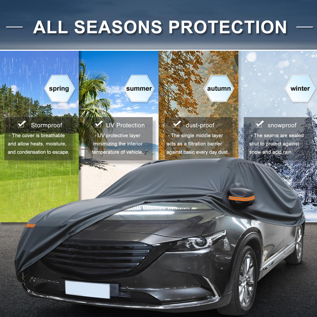 X AUTOHAUX Car Cover for Mini Cooper 2DR 2002-2021 210D-PU Outdoor Full Car Cover All Weather with Door Zipper