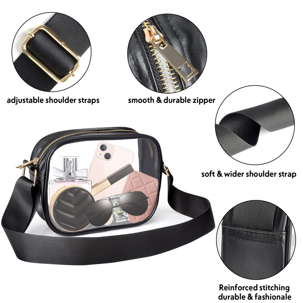 KETIEE Clear Crossbody Bag, Stadium Approved Clear Purse Bag for Concerts Sports Events Festivals