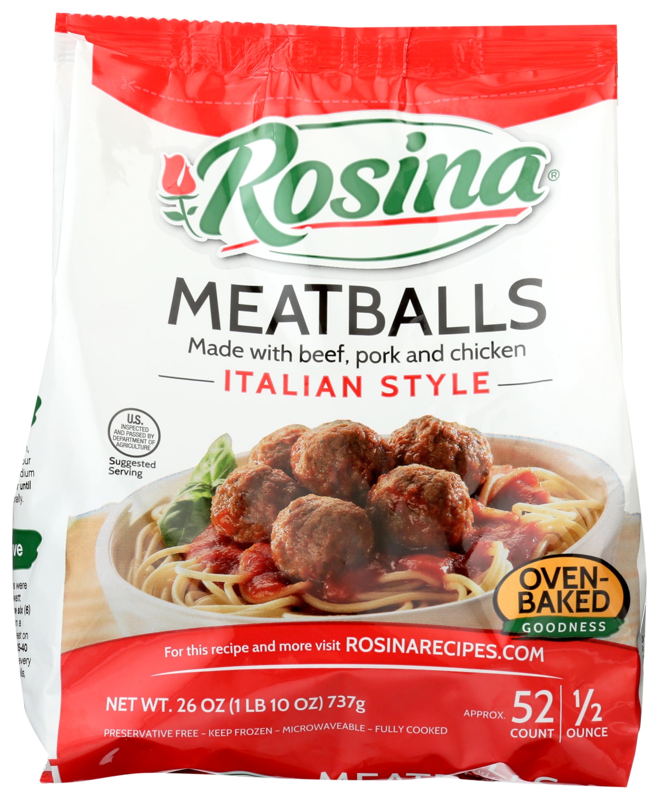 Rosina, Italian Style Meatballs, 26 oz (Frozen)
