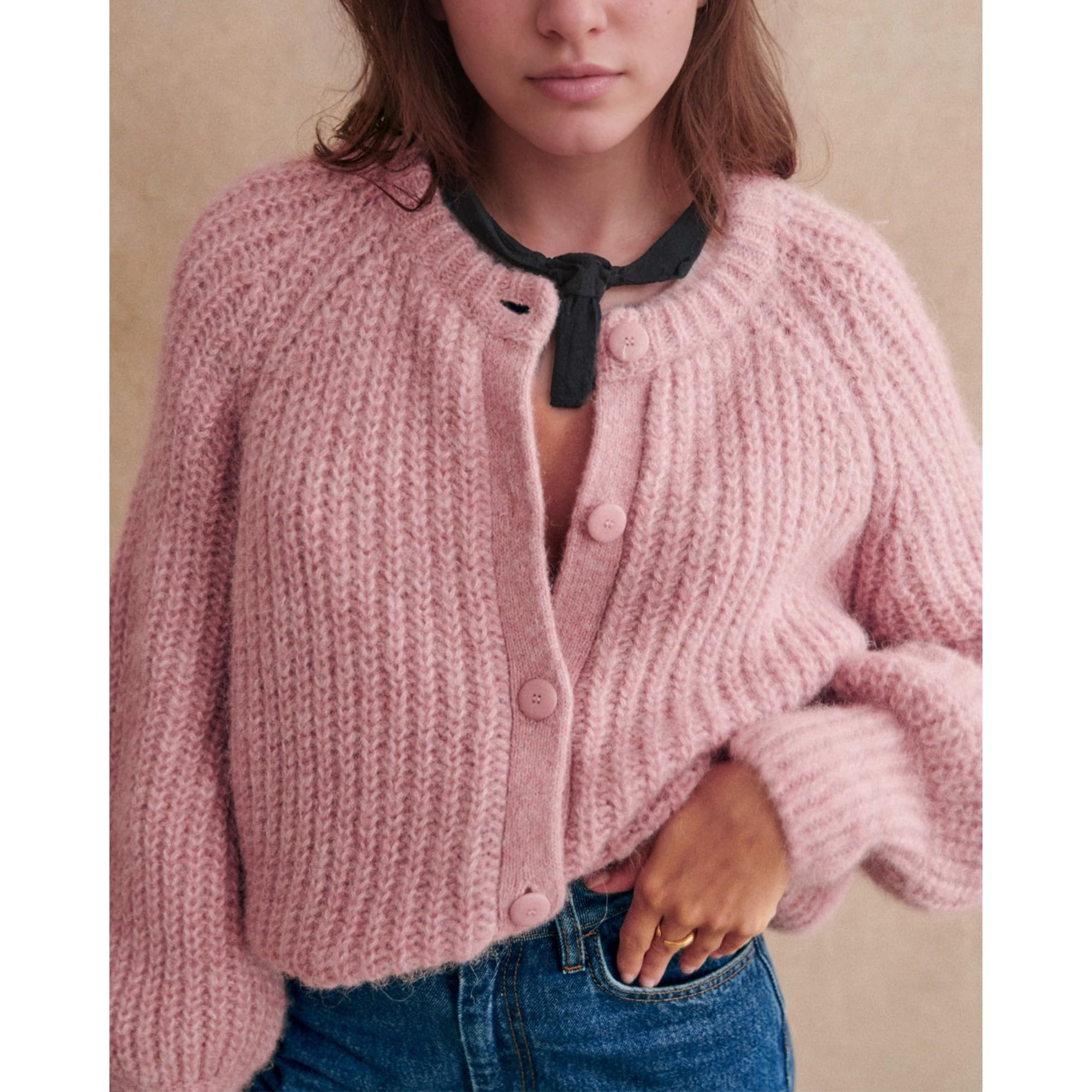 Hixiaohe Cardigan Sweater for Women Long Sleeve Button Y2K Chunky Knit Sweater Fall Casual Open Front Outwear Knitwear Coat