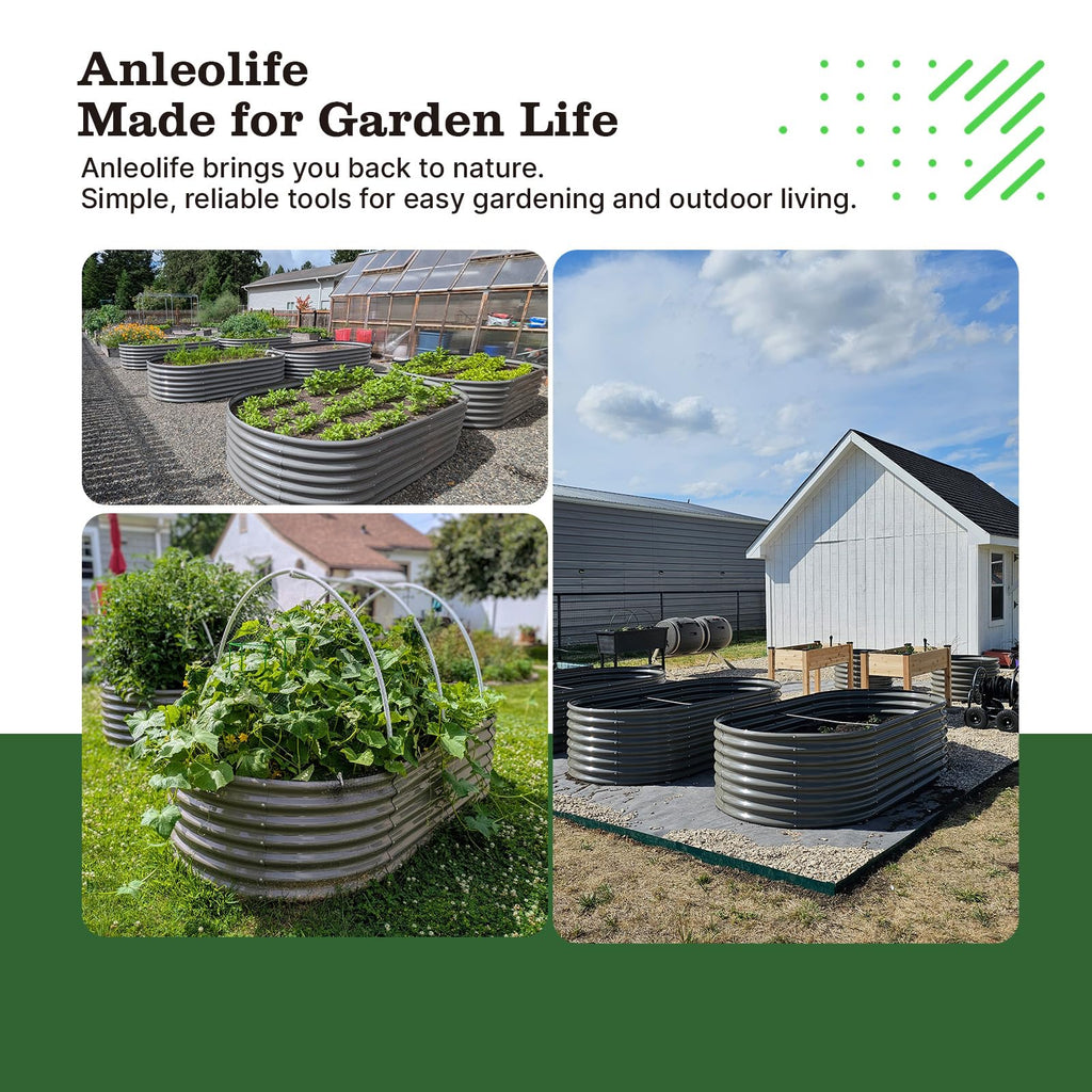 A ANLEOLIFE 2-Pack 3ft x 24” Tall Galvanized Raised Garden Beds Outdoor, Round Metal Planter Box for Planting Vegetables Flowers Herb, Anti-Rust & Easy-Setup, Quartz Grey