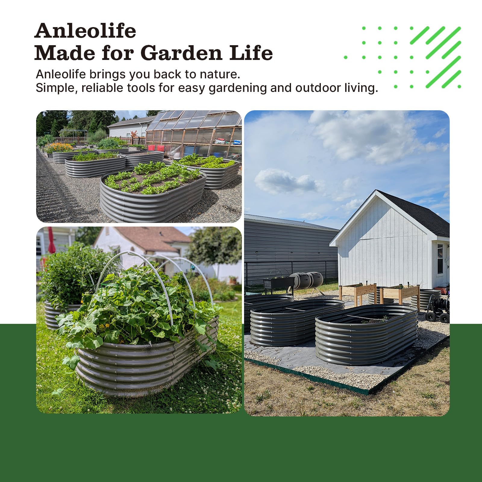 A ANLEOLIFE 2-Pack 3ft x 24” Tall Galvanized Raised Garden Beds Outdoor, Round Metal Planter Box for Planting Vegetables Flowers Herb, Anti-Rust & Easy-Setup, Quartz Grey