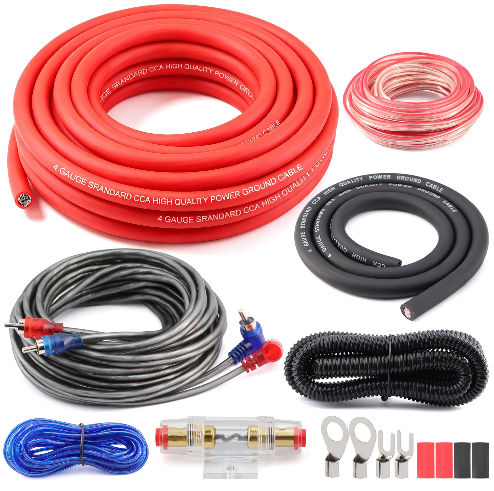 0 Gauge Amp Wiring Kit,3000 Watt Amplifier Sub Installation Kit Make Connections and Brings Power to Your Radio,Subwoofers and Speakers