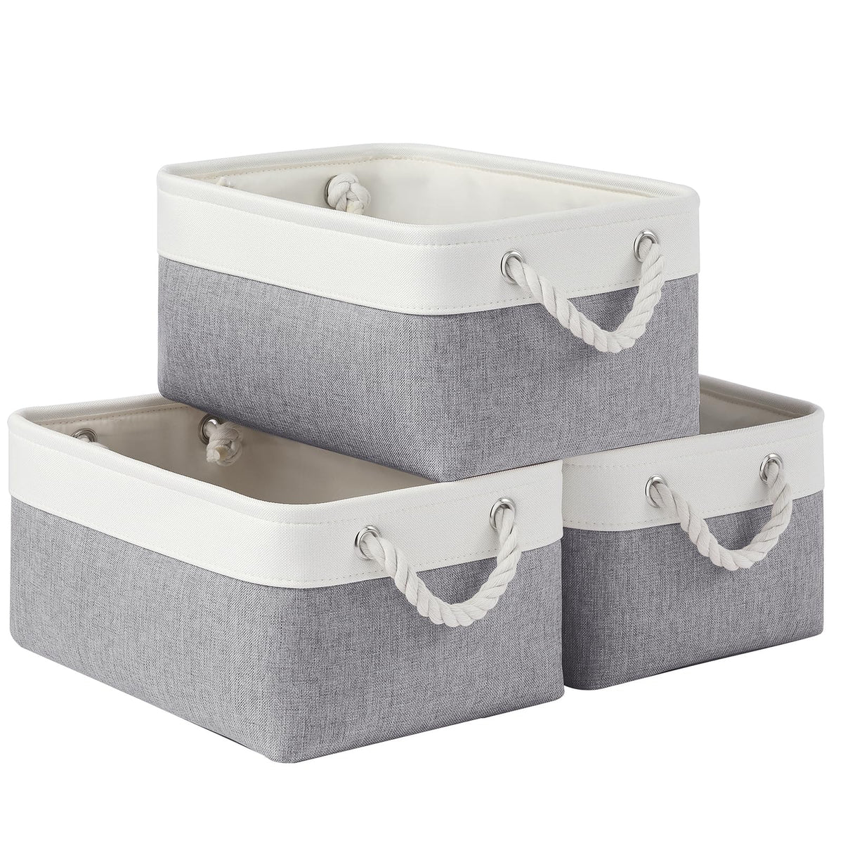 Storage Baskets for Shelves 11.8x7.9x5.2 Inch, Foldable Fabric Storage Bins with Handles, Small Storage Baskets for Organizing Closet, Office, Home Organization (1-Pack, Gray)