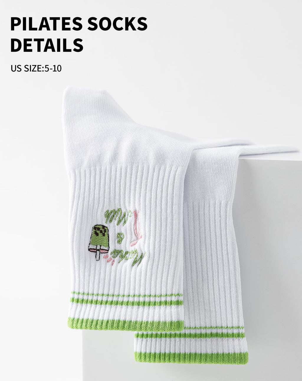 Yawlsow Pilates Grip Socks for Women Yoga Grippy Socks Cute Barre Non Skid Athletic Crew Sticky Sock Workout Hospital