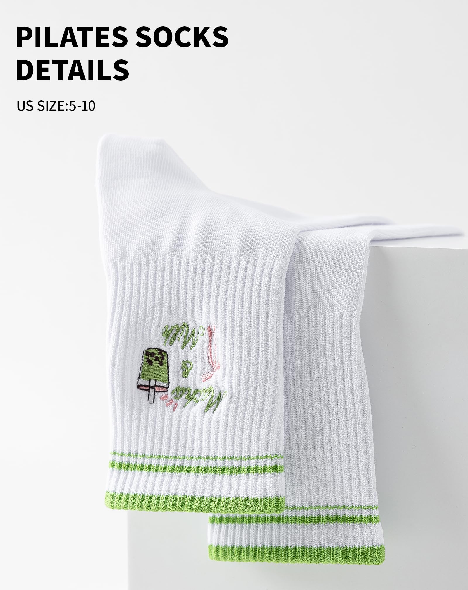 Yawlsow Pilates Grip Socks for Women Yoga Grippy Socks Cute Barre Non Skid Athletic Crew Sticky Sock Workout Hospital