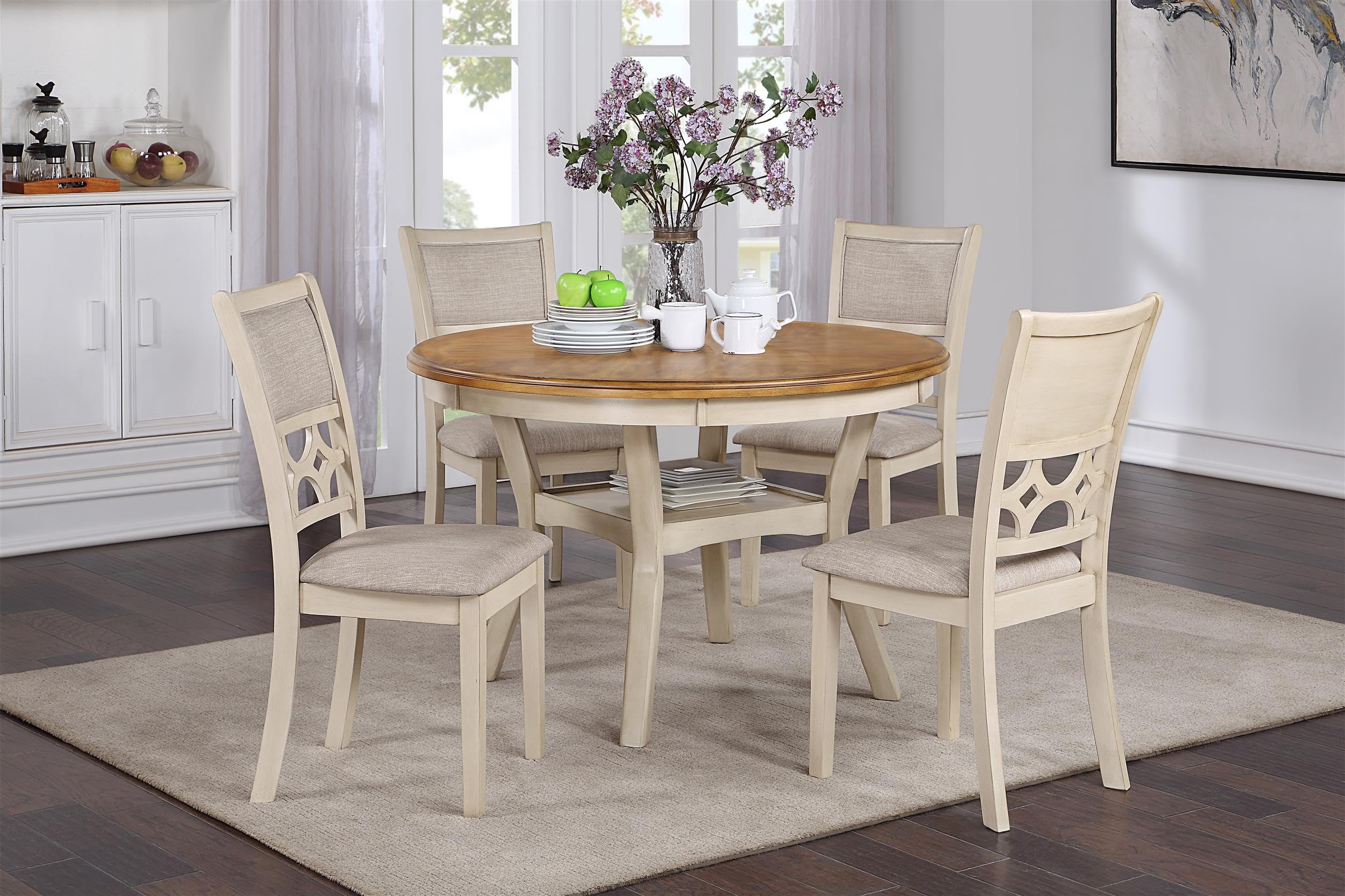 New Classic Furniture Mitchell Dining Room Table, Beige and Brown