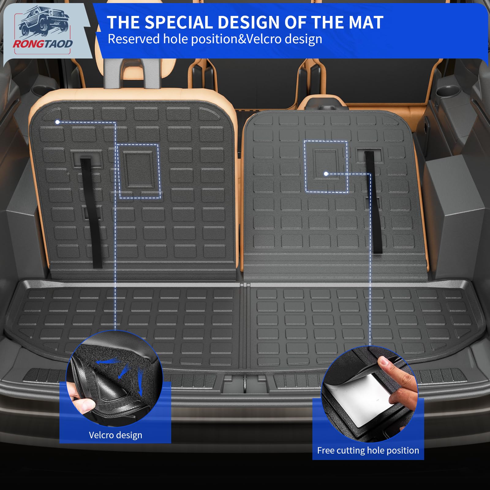 Rongtaod Back Seat Protector Compatible with 2021-2025 2026 Kia Sorento 6&7 Seats Back Seat Cover Kick Mats Cargo Liner Trunk Mat TPE All Weather 2024 Sorento Accessories (2nd Row Backrest Mat)