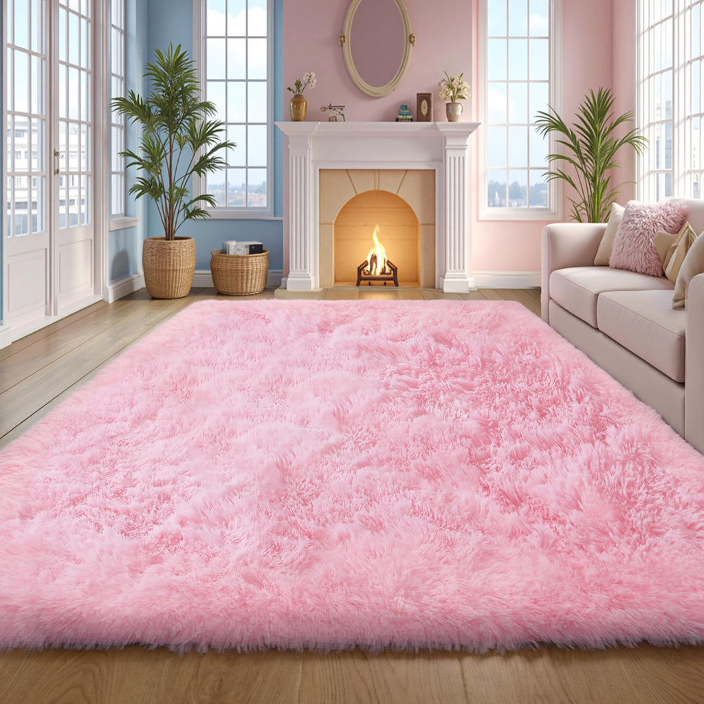 KICHOWUA Thick Area Rug Black Fluffy Shag 3x5 for Bedroom, Ultra Soft Thickened Plush Washable Carpet, Non-Slip Cozy Shaggy Fuzzy Rug for Living Room Nursery Dorm Playroom Kids Baby Room