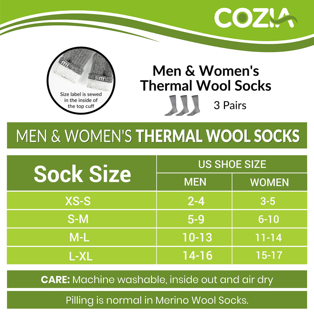 COZIA Merino Wool Socks for Men & Women Casual Warm Winter Cozy Thermal Socks