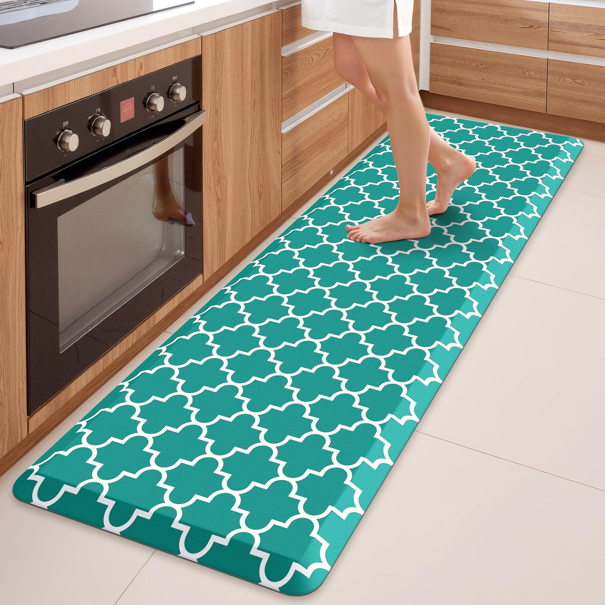 WISELIFE Anti-Fatigue Cushioned Kitchen Mat / Rug ,17.3"x 28",Non Slip Heavy Duty PVC Ergonomic Waterproof Comfort Rugs for Floor Home, Office, Sink, Laundry,Black