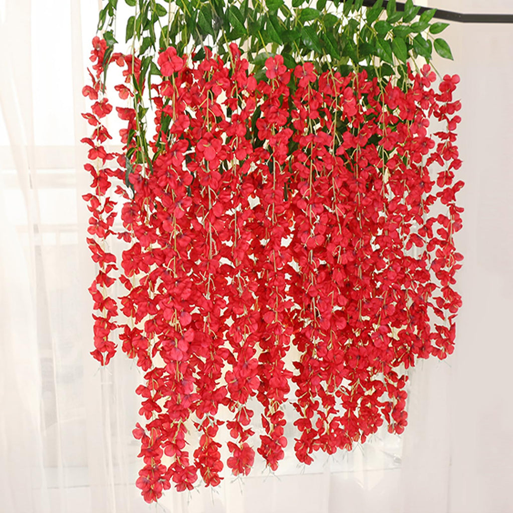 5 Pack Pink Wisteria Hanging Flowers Garland, 3.77 Feet Artificial Flower Vines, Fake Wisteria, Artificial Vines Hanging Garland for Backdrop Outdoor Yard Garden Decor