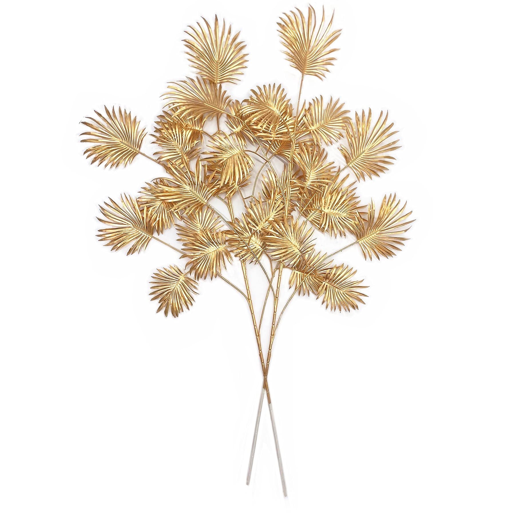 Christmas Decor Artificial Plants, PASYOU Gold Fake Antlers Plastic Grass Shrubs Leaves Indoor Outdoor Home Garden Party Hotel Verandah Wedding Event Faux DIY Decoration - 30 Inch Golden 2 Bunches