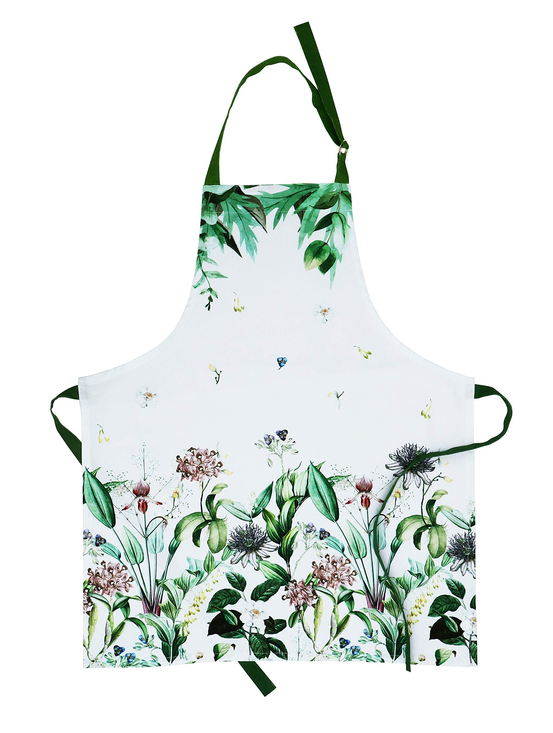 AMOUR INFINI Cotton Aprons for Women with Pocket, Adjustable Strap & Waist Ties - Washable Aprons for Baking, Cooking, Gardening (27.5 x 33 Inches - Blooming Floral)