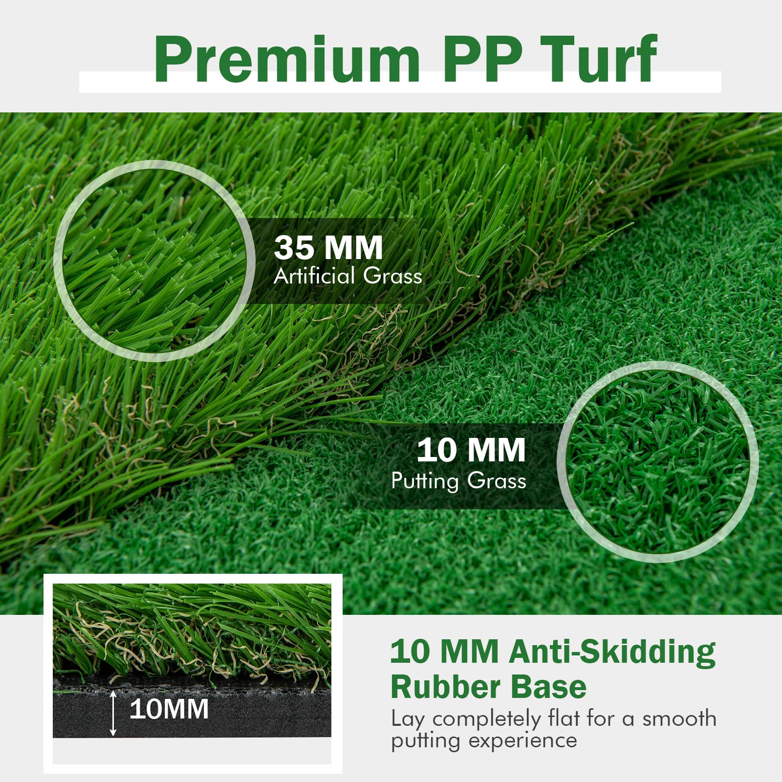 Tangkula 10 FT Golf Putting Green, Large Professional Golf Training Mat with Realistic Artificial Grass Turf, 3 Holes, 3 Flags and Cups for Indoor Outdoor Putting Practice