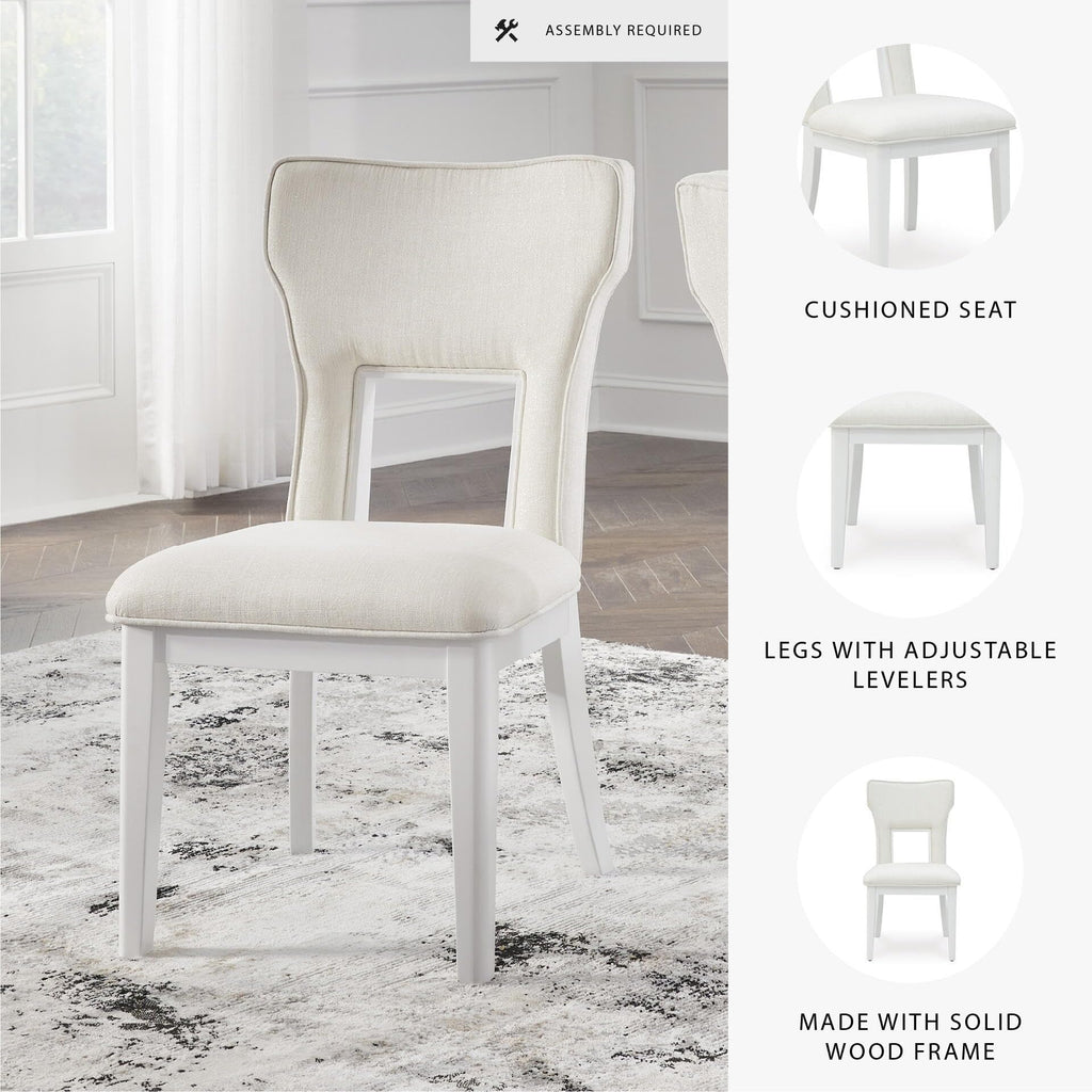 Signature Design by Ashley Chalanna Solid Wood Frame Dining Chair, Set of 2, White