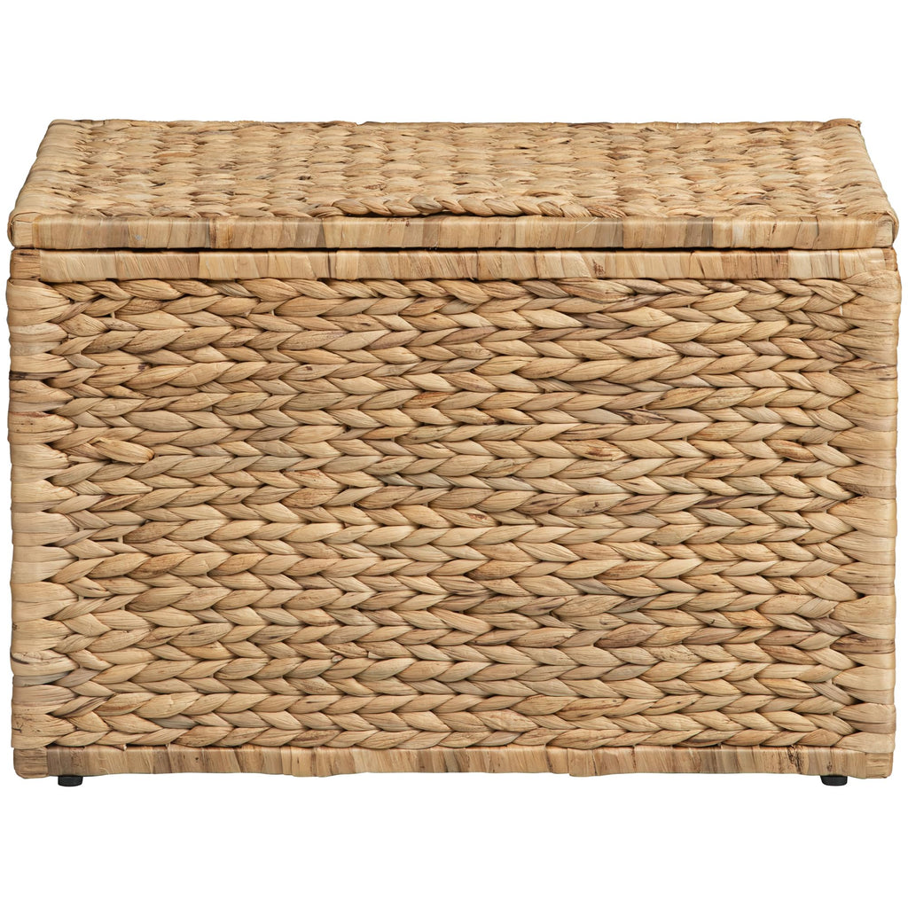 eHemco Heavy-duty Water Hyacinth Wicker Storage Trunk with Metal Frame, 30 by 17.5 by 17.5 Inches, Brown Wash
