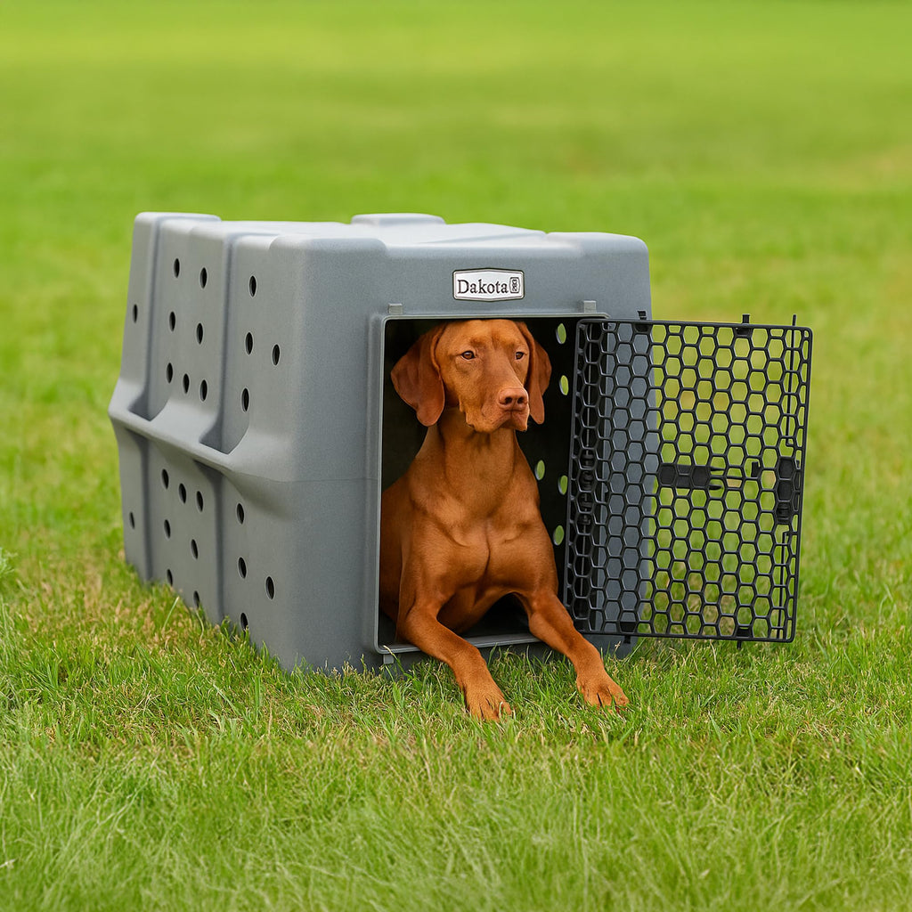 Dakota 283 Canine Rough and Tough Economy Dog Crate w/ Removable Two-Way Door - Heavy Duty Outdoor Kennel for Medium Breed Dogs (Coyote Granite, Intermediate)