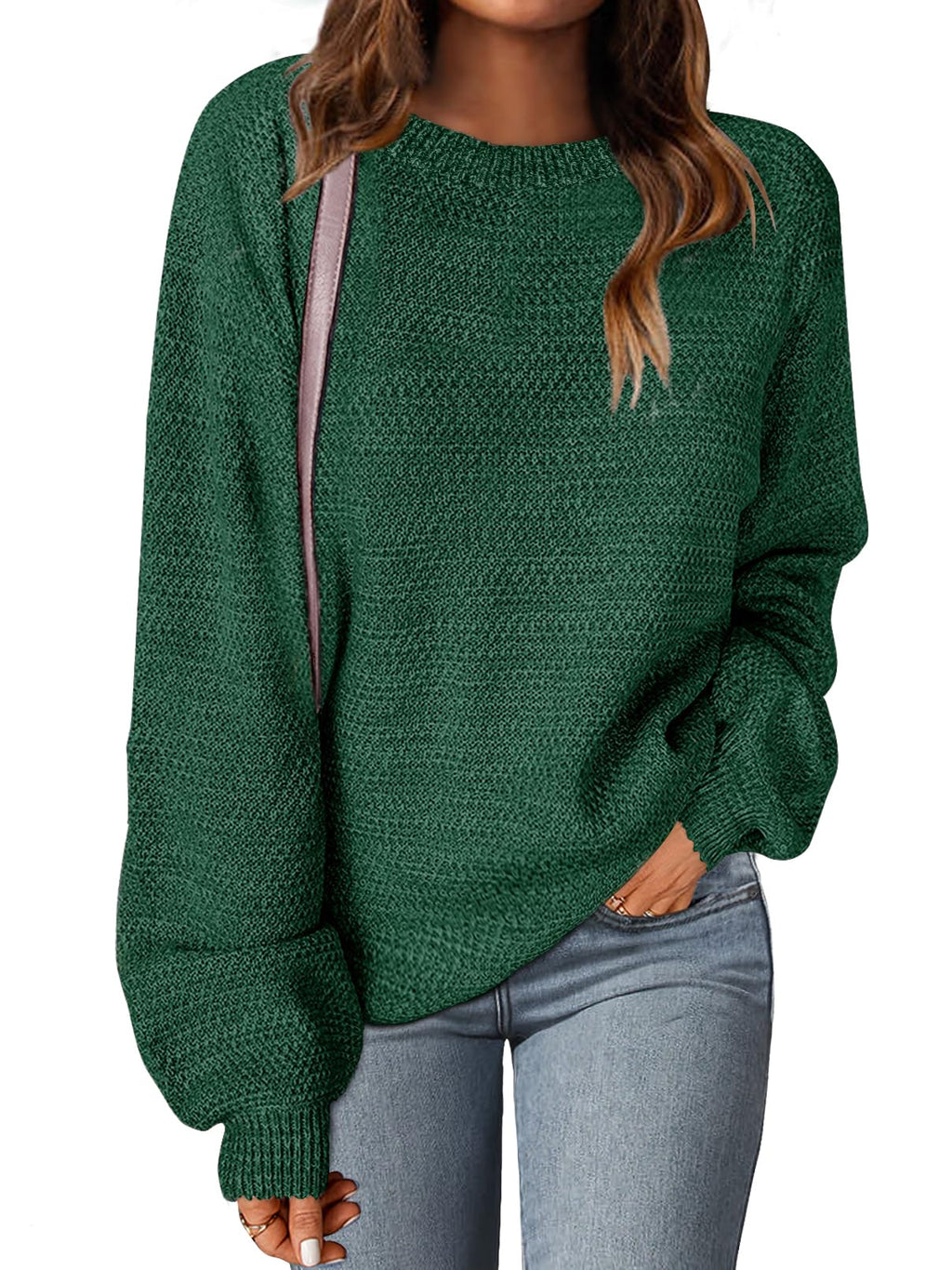 MEROKEETY Sweaters for Women Fall Winter 2026 Oversized Pullover Spring Crew Neck Long Sleeve Heathered Knit Tops