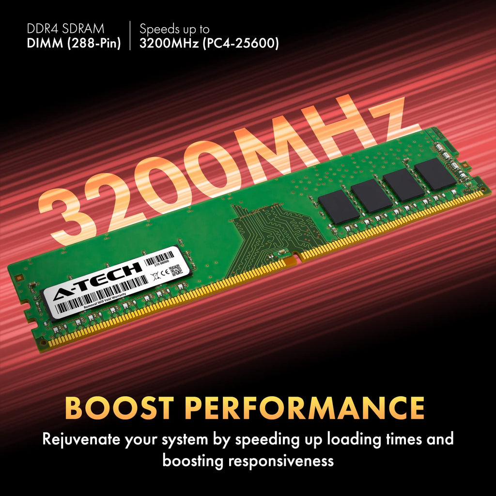 A-Tech 8GB DDR4 3200 MHz UDIMM PC4-25600 (PC4-3200AA) CL22 DIMM Non-ECC Desktop RAM Memory Module