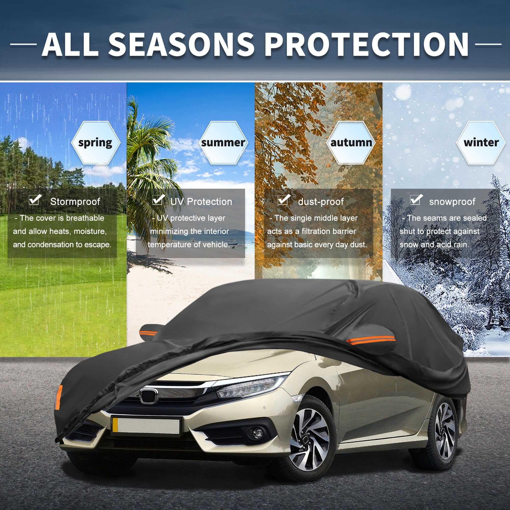 X AUTOHAUX Car Cover for Mini Cooper 2DR 2002-2021 210D-PU Outdoor Full Car Cover All Weather with Door Zipper