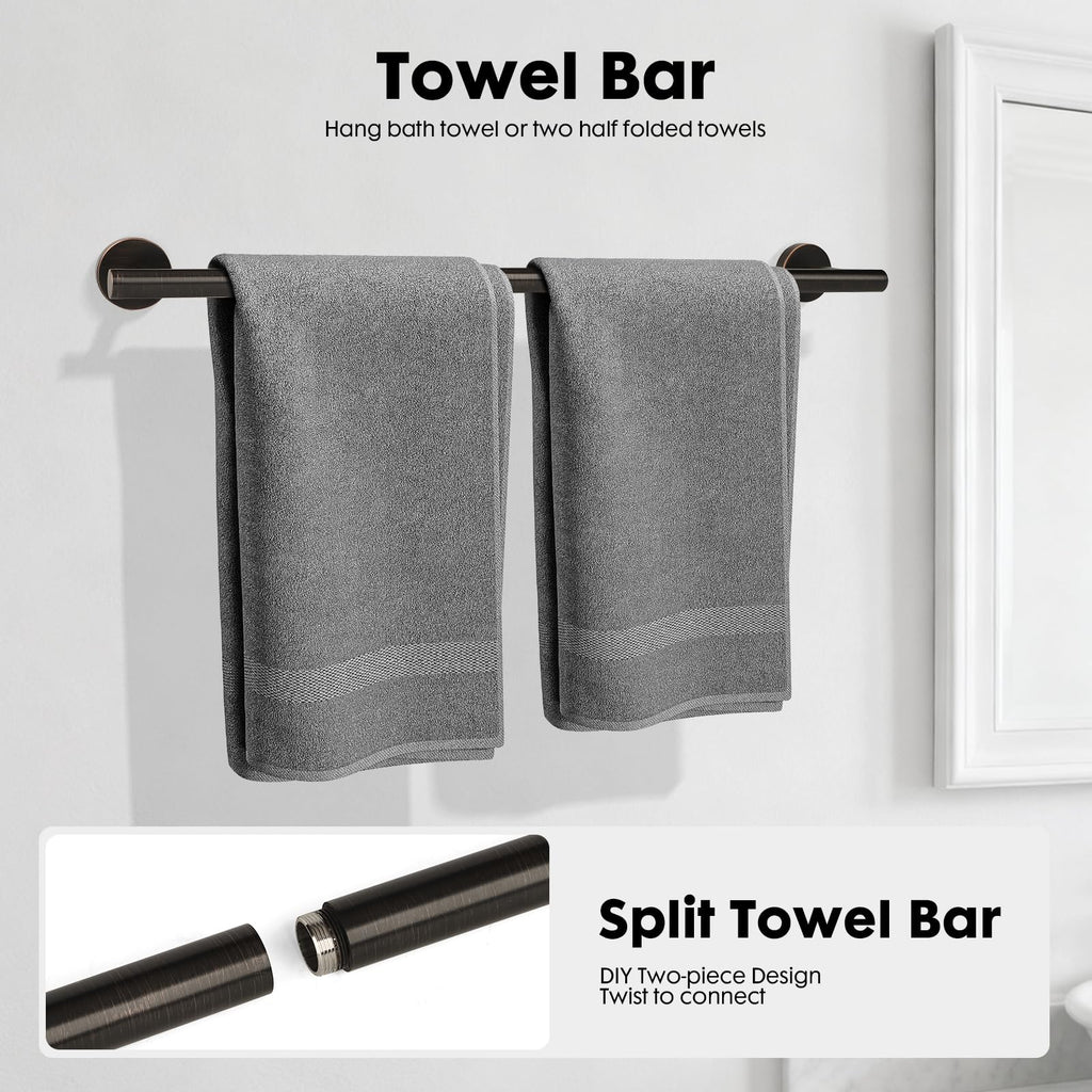 Brushed Gold Bathroom Hardware Accessories Set 5 Piece, Stainless Steel Bath Towel Bar Set 24 Inch,Toilet Paper Holder,Towel Ring Holder,Towel Rack Set,Gold Bathroom Accessories Kit