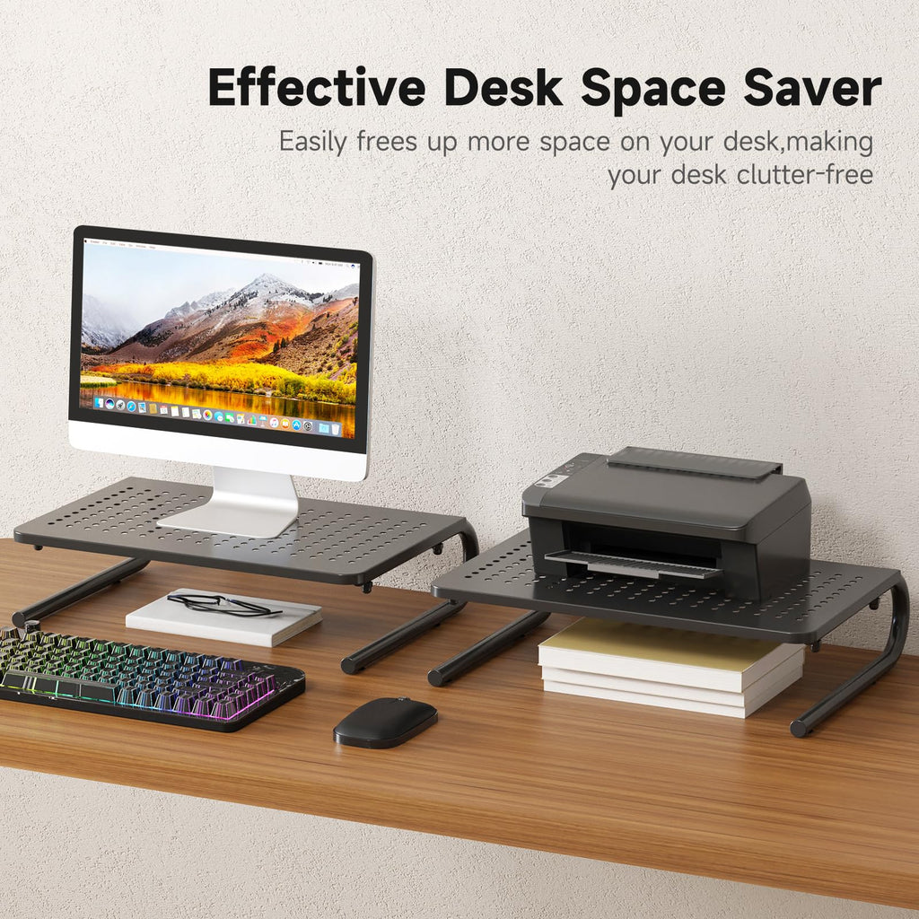 suptek Clamp-on 32 Inch Dual Monitor Desk Mount Riser Shelf Computer Stands for 2 Monitor,Laptop,Printer, Notebook,32.2” x 7.8” x 5.7”