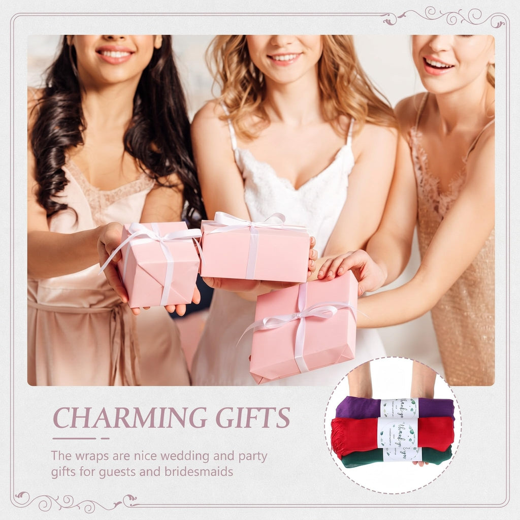 Ramede 50/100 Bulk Wedding Shawl Scarf for Women 79 x 28 Guests Shawl Wraps Gifts for Women Bridal Shawls with Thank Cards