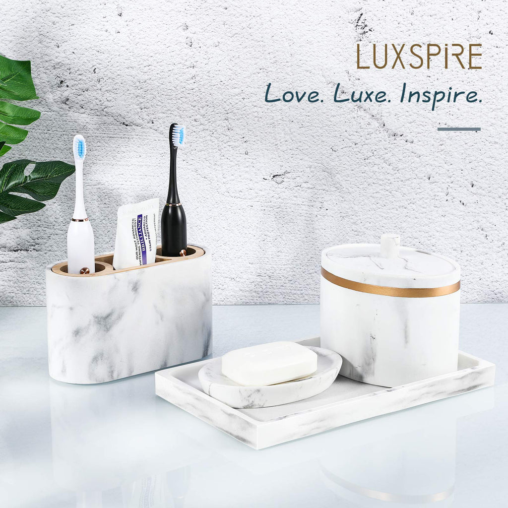Luxspire Bathroom Vanity Tray, Resin Dresser Jewelry Ring Dish Tank Storage Kitchen Sink Countertop Organizer Plate Holder for Perfume Candles Soap Towel Plant Bathroom Accessories, M, Matte Black