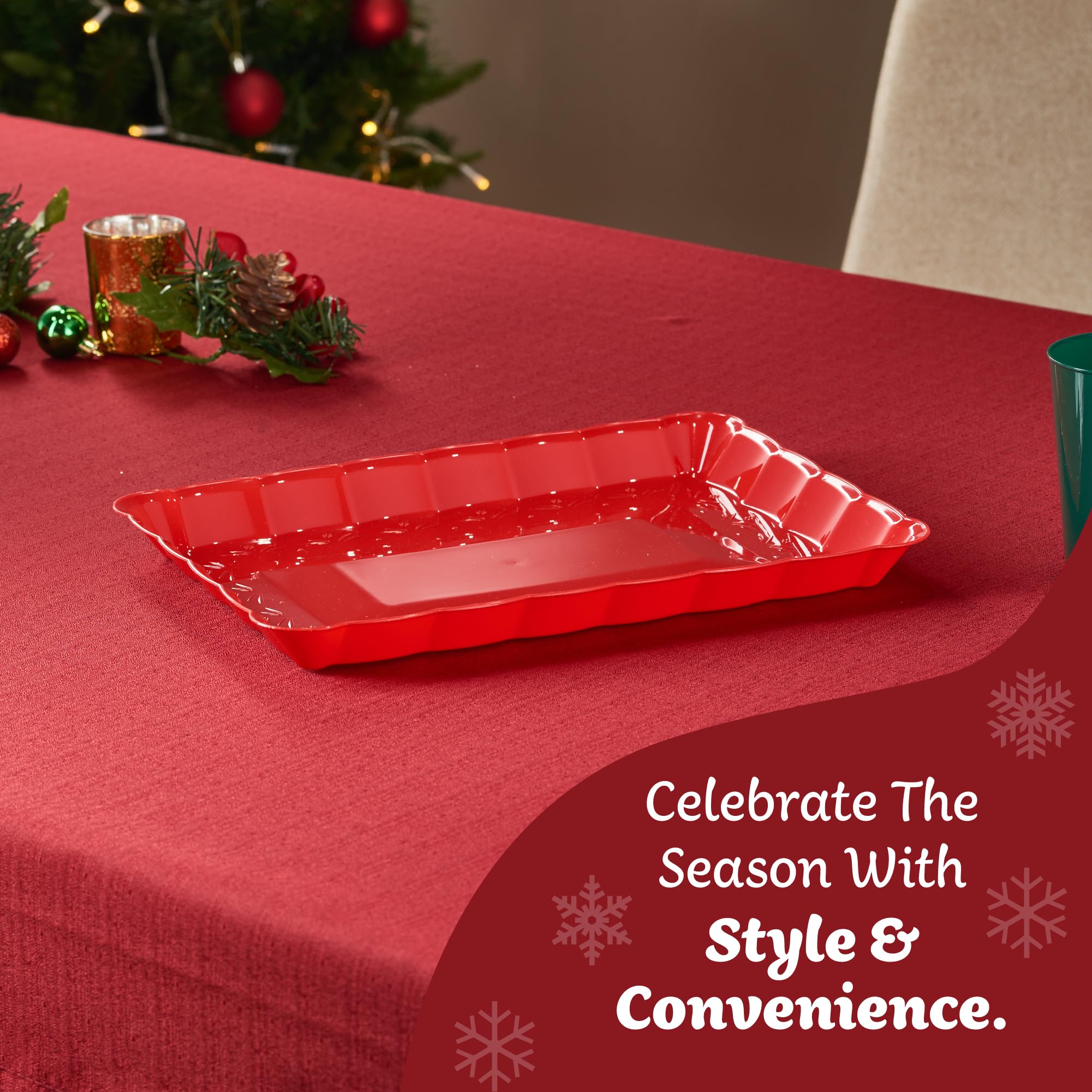 Plasticpro Plastic Serving Trays - Serving Platters Rectangle 9X13 Disposable Party Dish 4 Black Trays