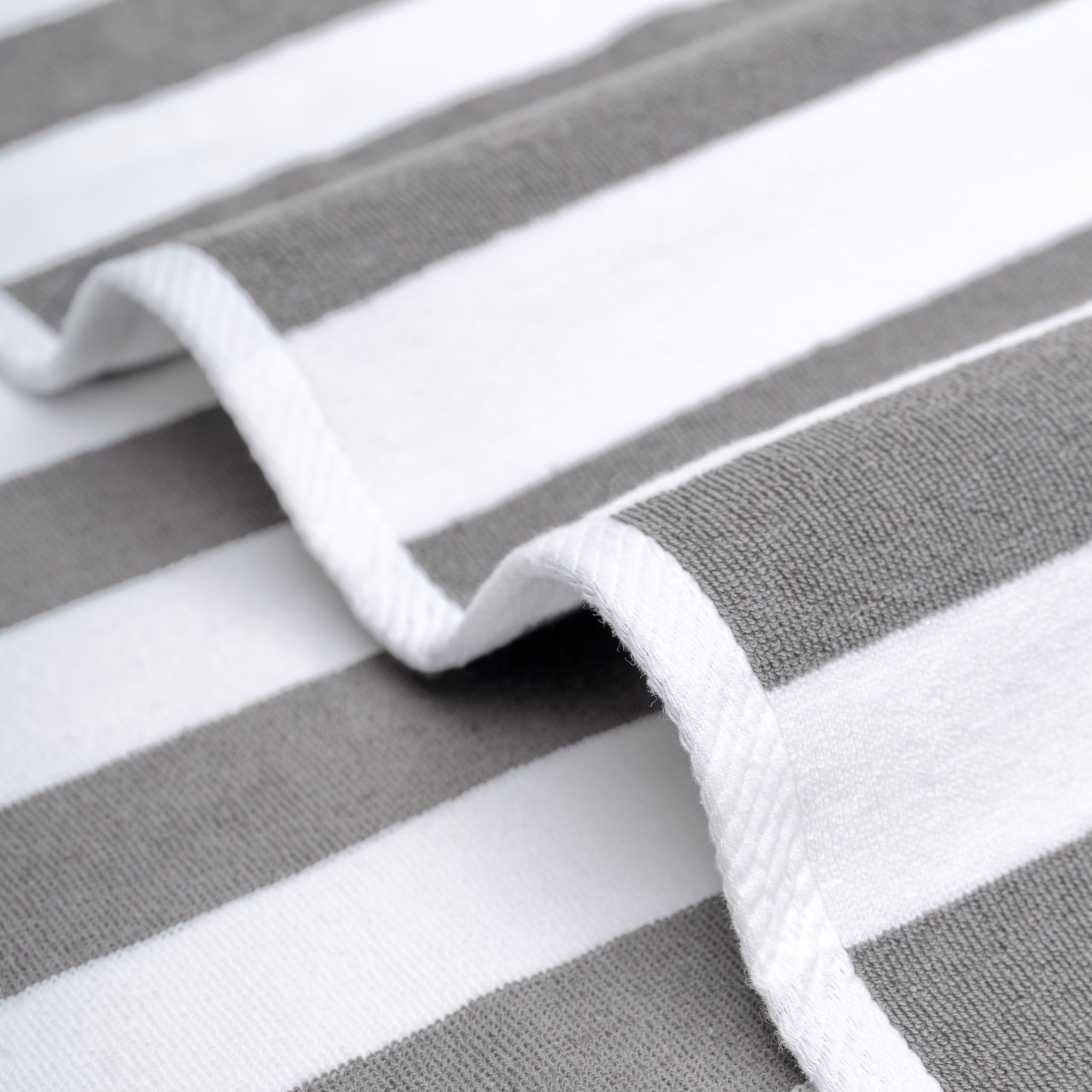 American Soft Linen Cabana Striped Beach Towels, 30x60 inch 4 Piece Oversize Pool Towels, Quick Drying Sand Free Swim Towels, Beige