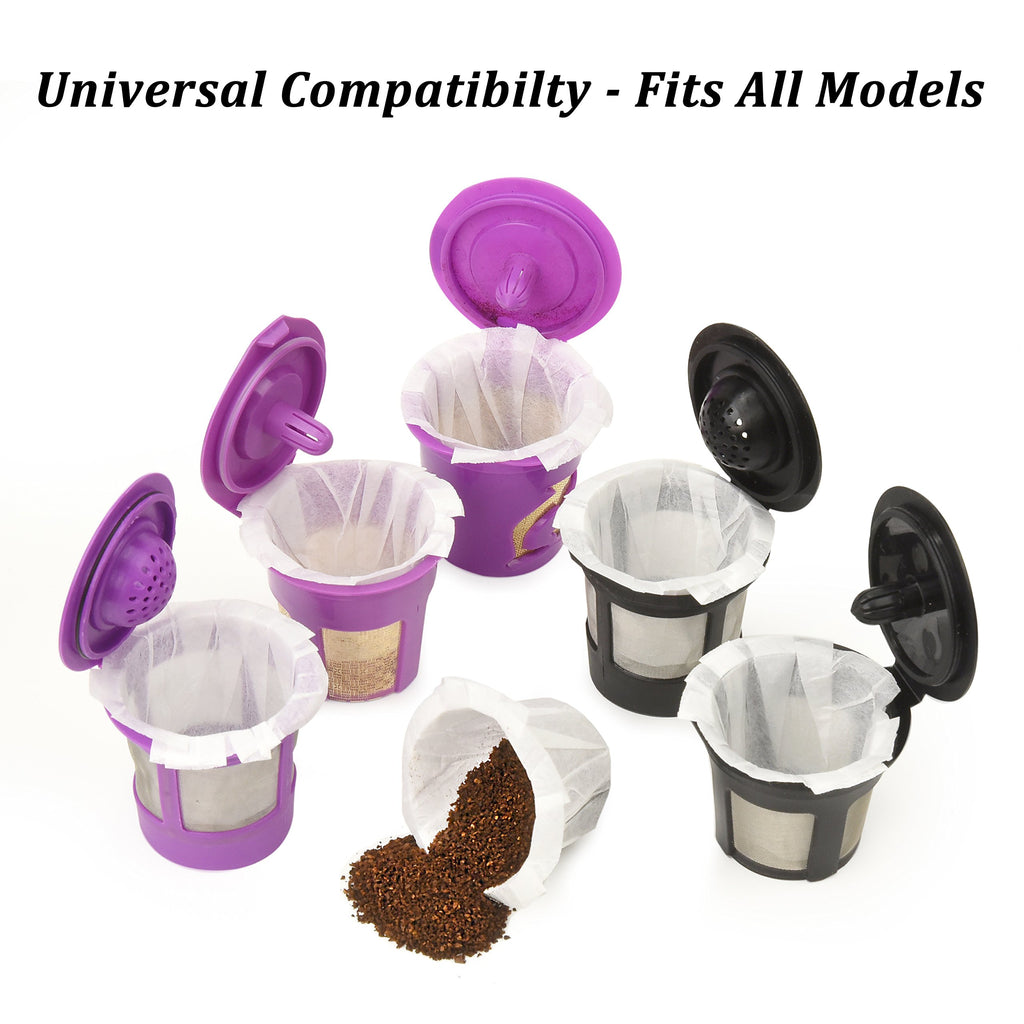 Delibru K Cup Disposable Paper Filters 100 Pack Fits With All Reusable Coffee Pods - Compostable and Disposable Coffee Filters for Keurig Single Cup