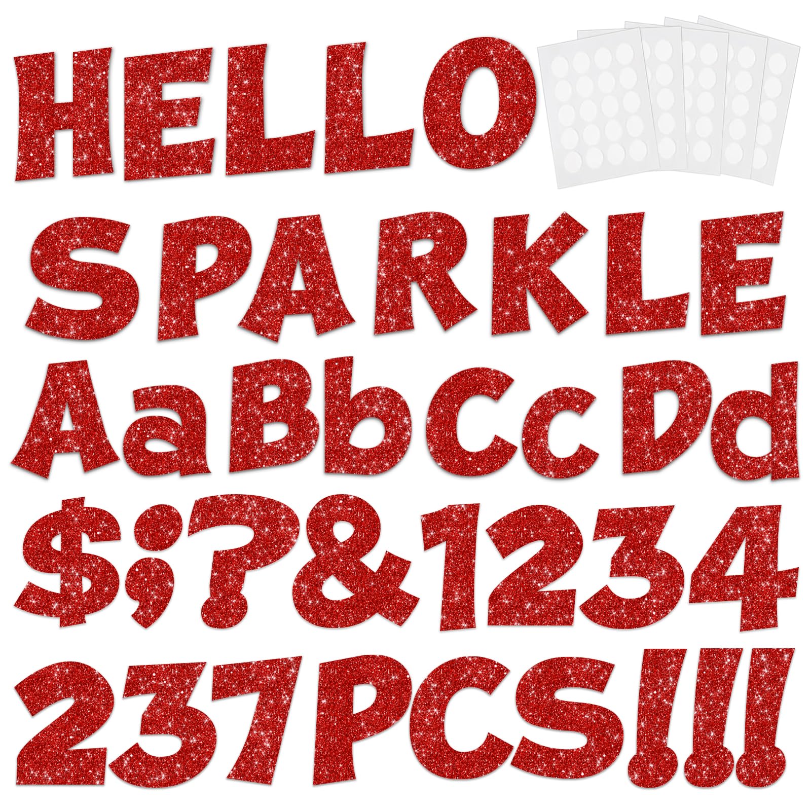 237 Pcs Glitter Bulletin Board Letters, Numbers and Punctuation, Poster Board Letters Alphabet Cut Out Cardboard Letters Accessories for Classroom Display Decorating Supplies 4inch (Black)